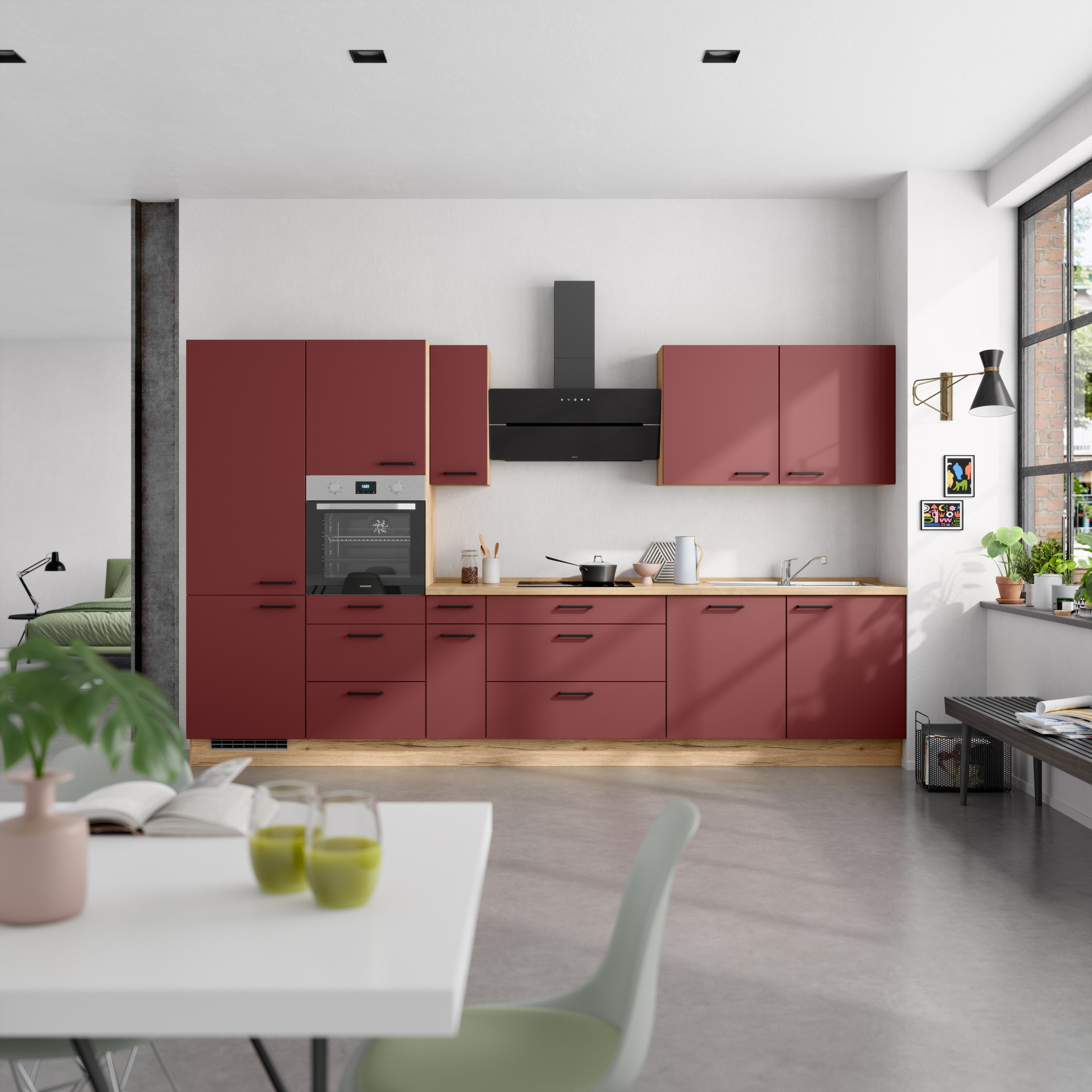 nobilia® Küchenzeile »"Easytouch II"«, vormontiert, Ausrichtung wählbar, Breite 360 cm, wahlw. mit E-Geräten