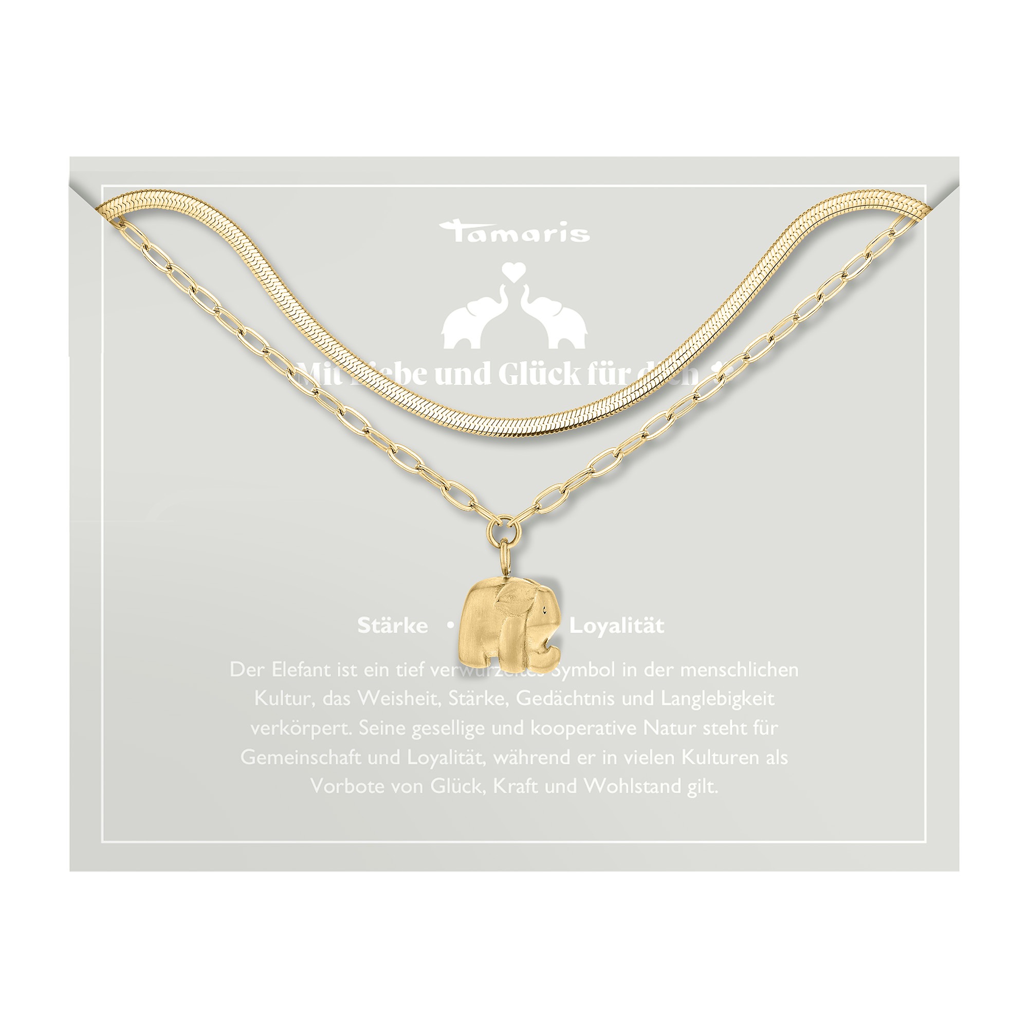 Tamaris Ketten-Set »Schmuck Geschenk Edelstahl Halskette Little Elephant«, (Set, 3 tlg.)