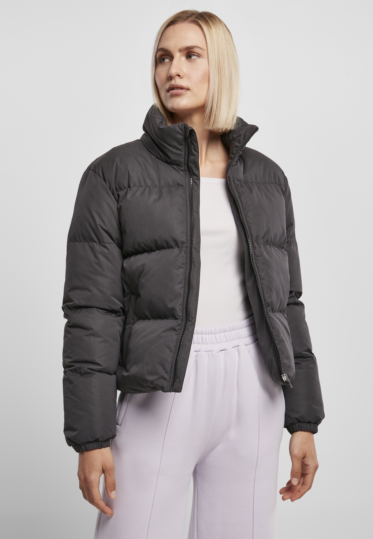 URBAN CLASSICS Winterjacke »Damen Ladies Short Peached Puffer Jacket«, (1 St.),  ohne Kapuze online kaufen | BAUR