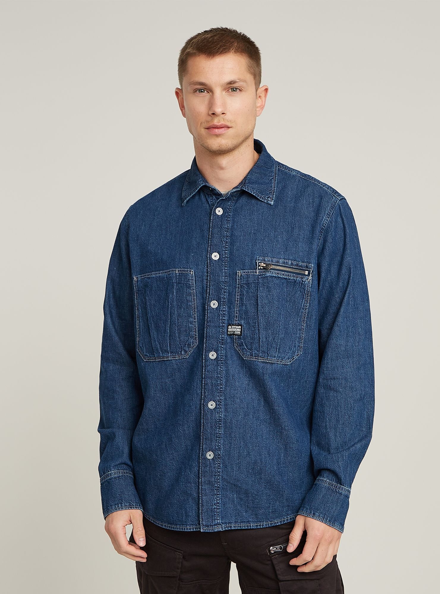 G-STAR Langarmshirt "Pleated Zip Regular Hemd" günstig online kaufen