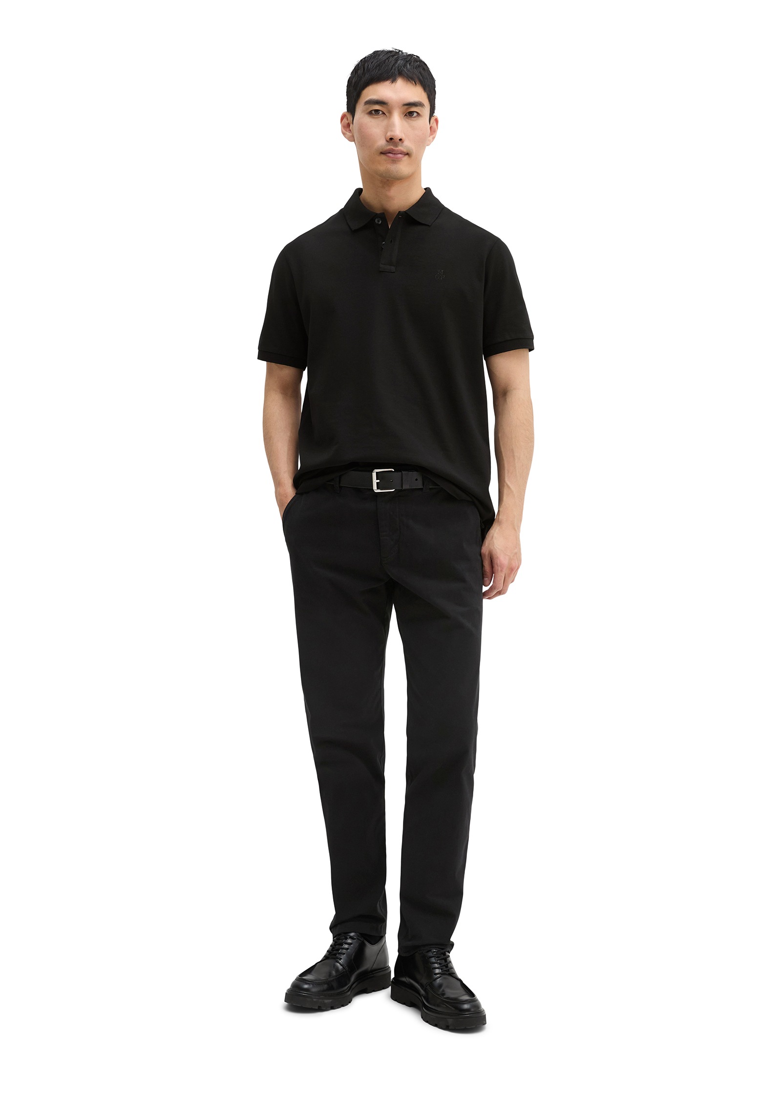 Poloshirt MARC O'POLO, Herren, Gr. M (50), schwarz, Piqué, Obermaterial: 100% Baumwolle, regular fit hüftlang, Flachstrickbündchen, Shirts, mit dezenter Logostickerei 6