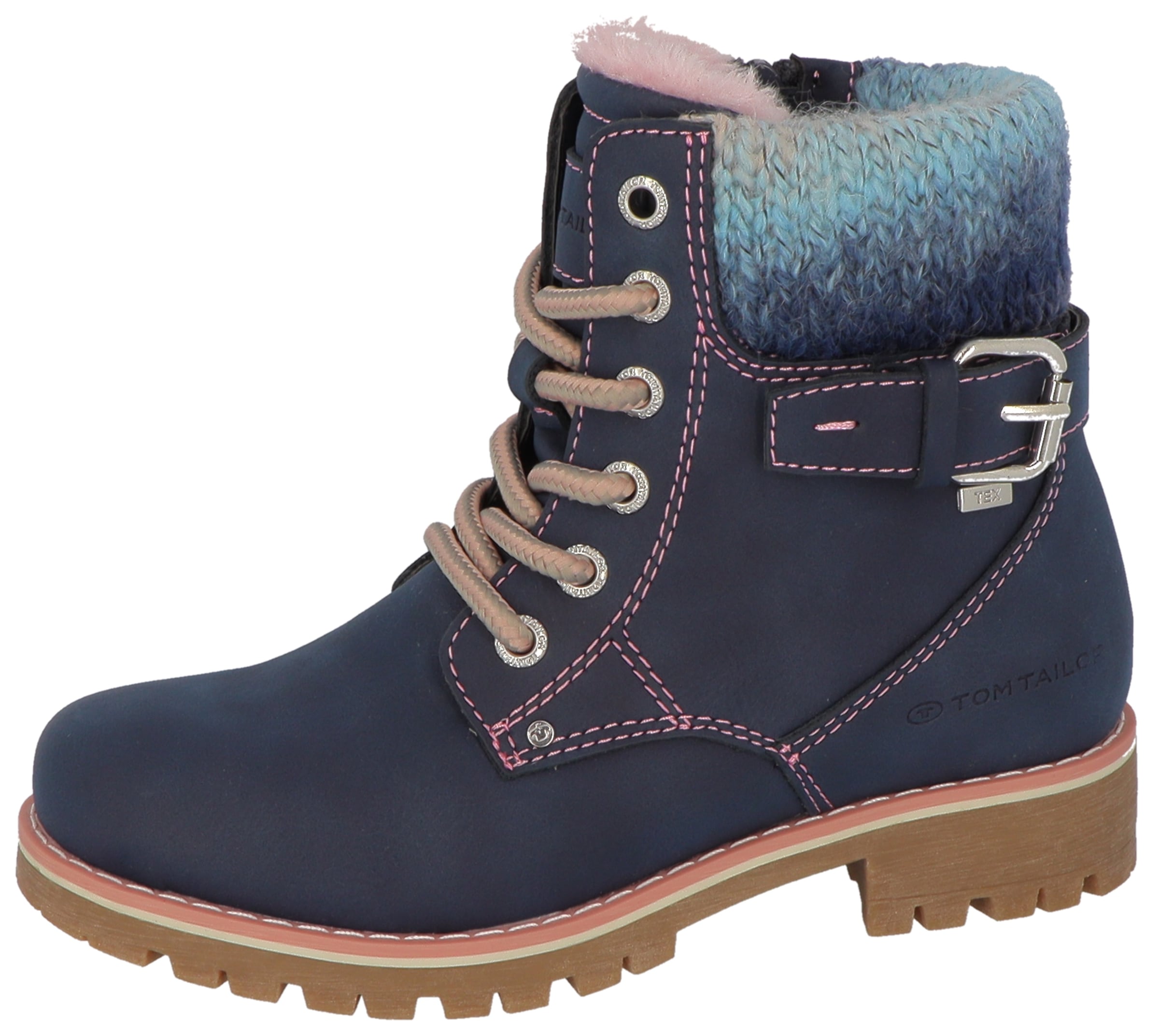 TOM TAILOR Winterboots, | Strickkragen gepolstertem, bestellen BAUR online mit farbigem