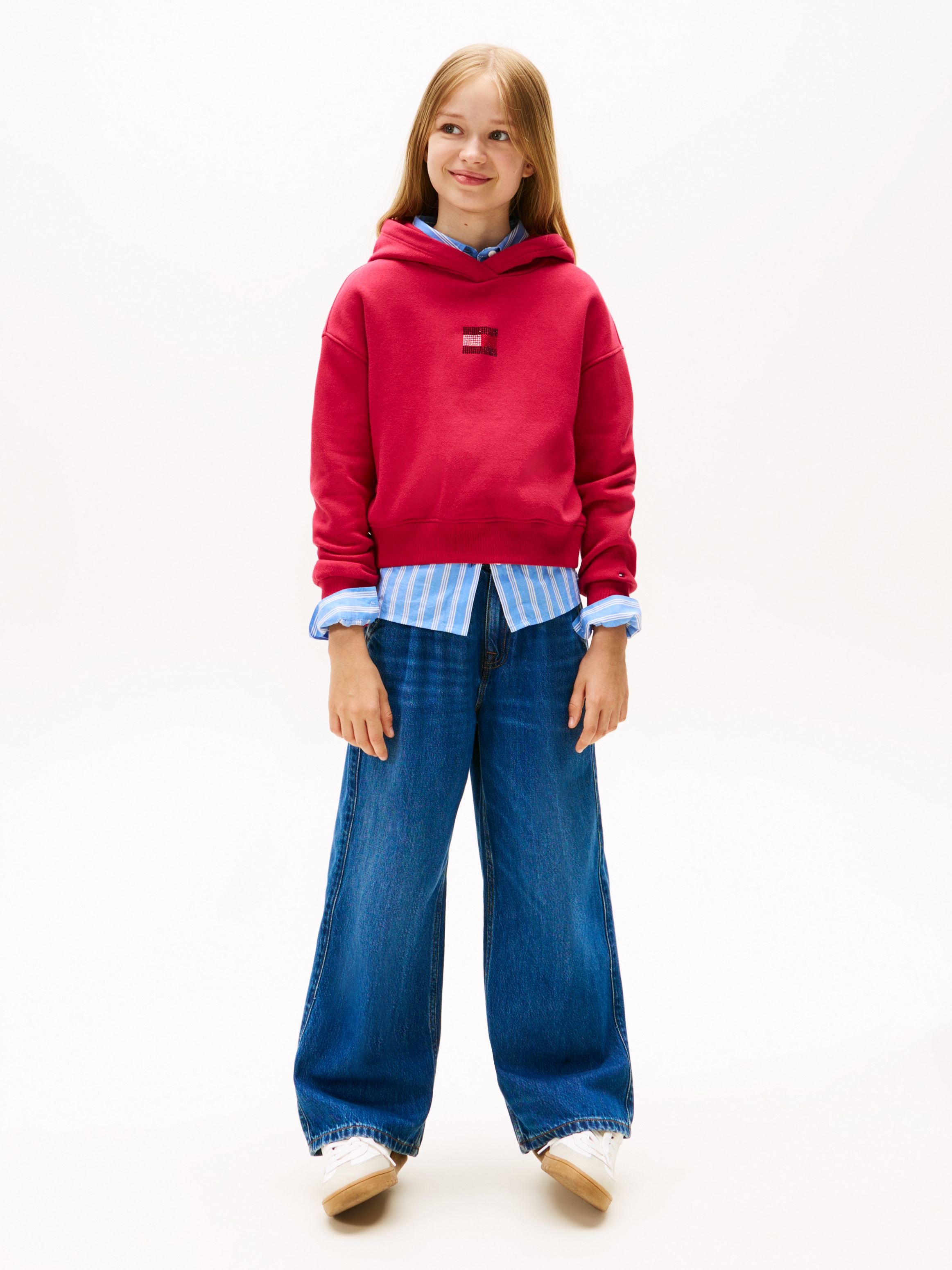 Tommy Hilfiger Kapuzensweatshirt »RHINE STONE FLAG HOODIE«, Kinder bis 16 Jahre