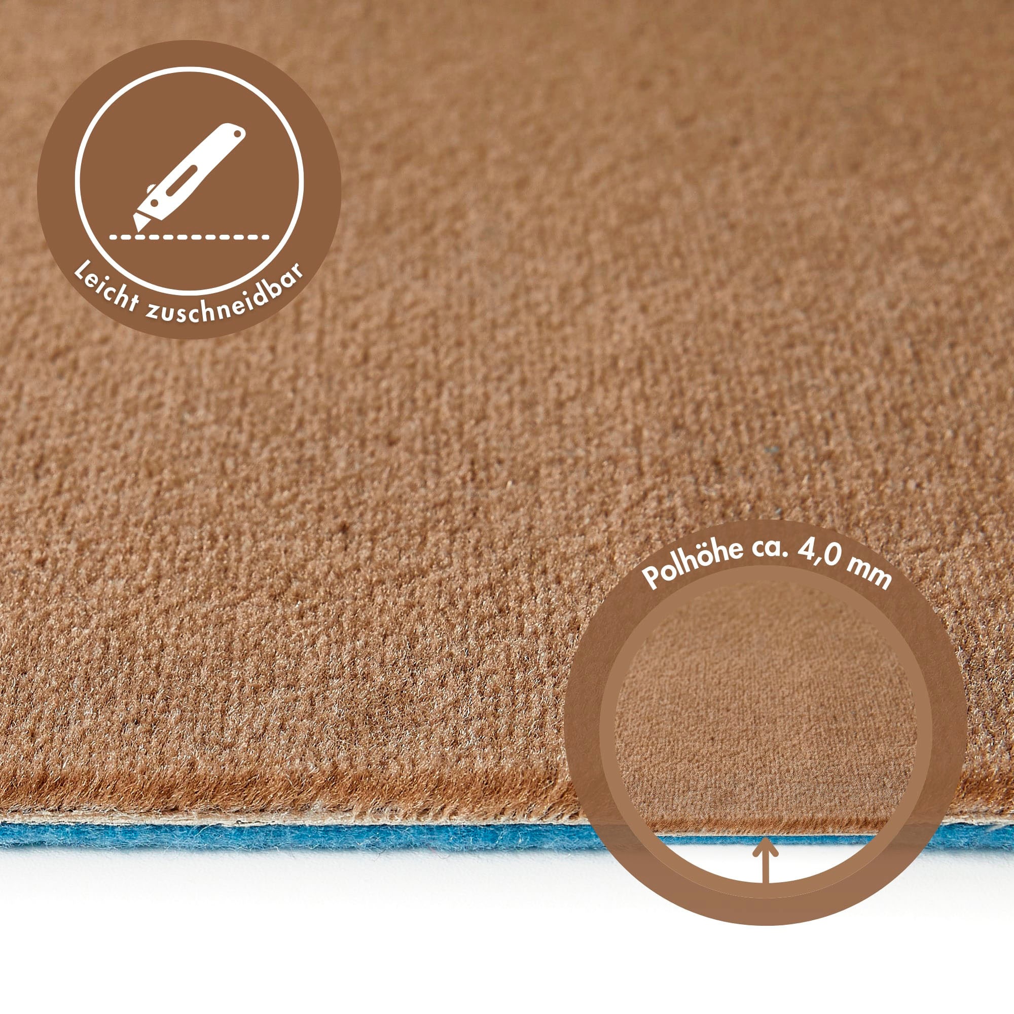 Andiamo Teppichboden »Kira, Velours, Made in Belgium«, rechteckig, 8 mm Höhe, Uni Farben, Breite 400 cm, strapazierfähig, pflegeleicht, Wohnzimmer
