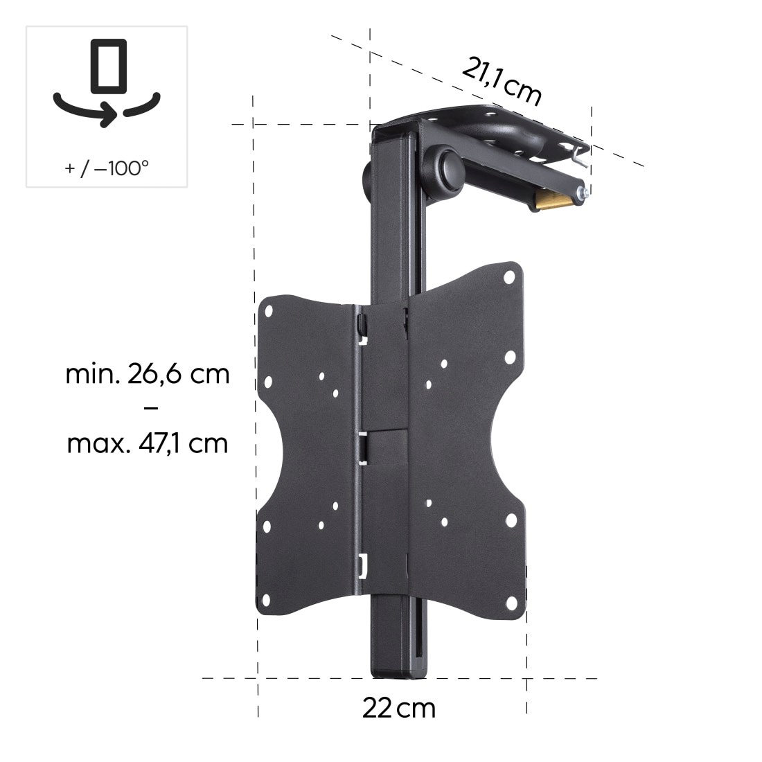 Hama TV-Deckenhalterung »Halterung, schwenkbar, neigbar, ausziehbar von 94 - 191 cm (37" - 75")«, bis 117 cm Zoll, max. 45 kg, 43", 50", 55", 65"