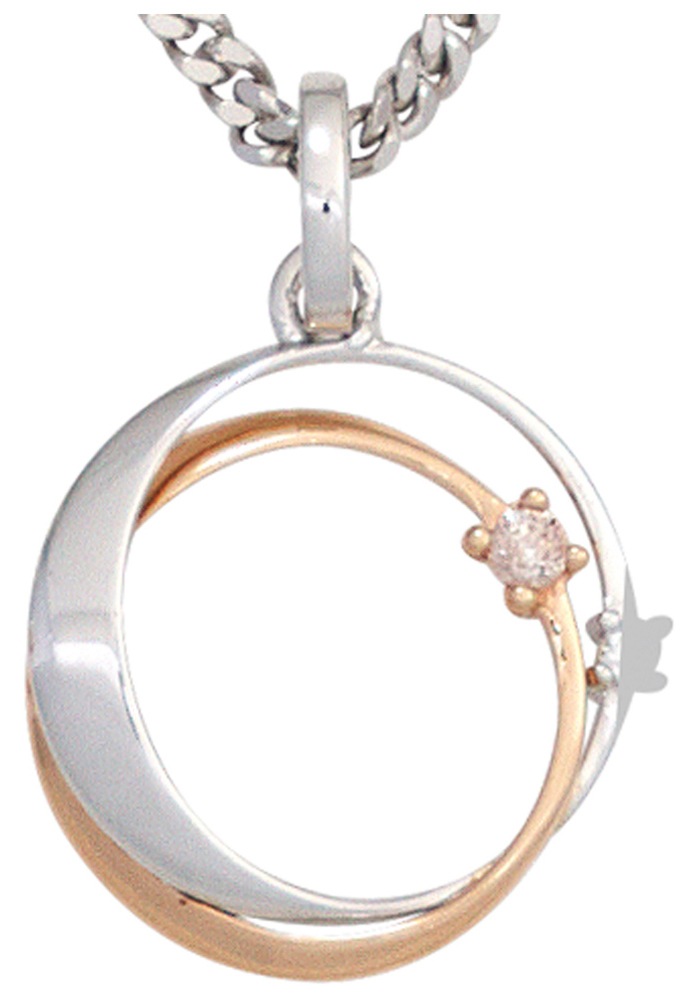 JOBO Kettenanhänger »Anhänger mit 2 Diamanten«, 585 Gold bicolor