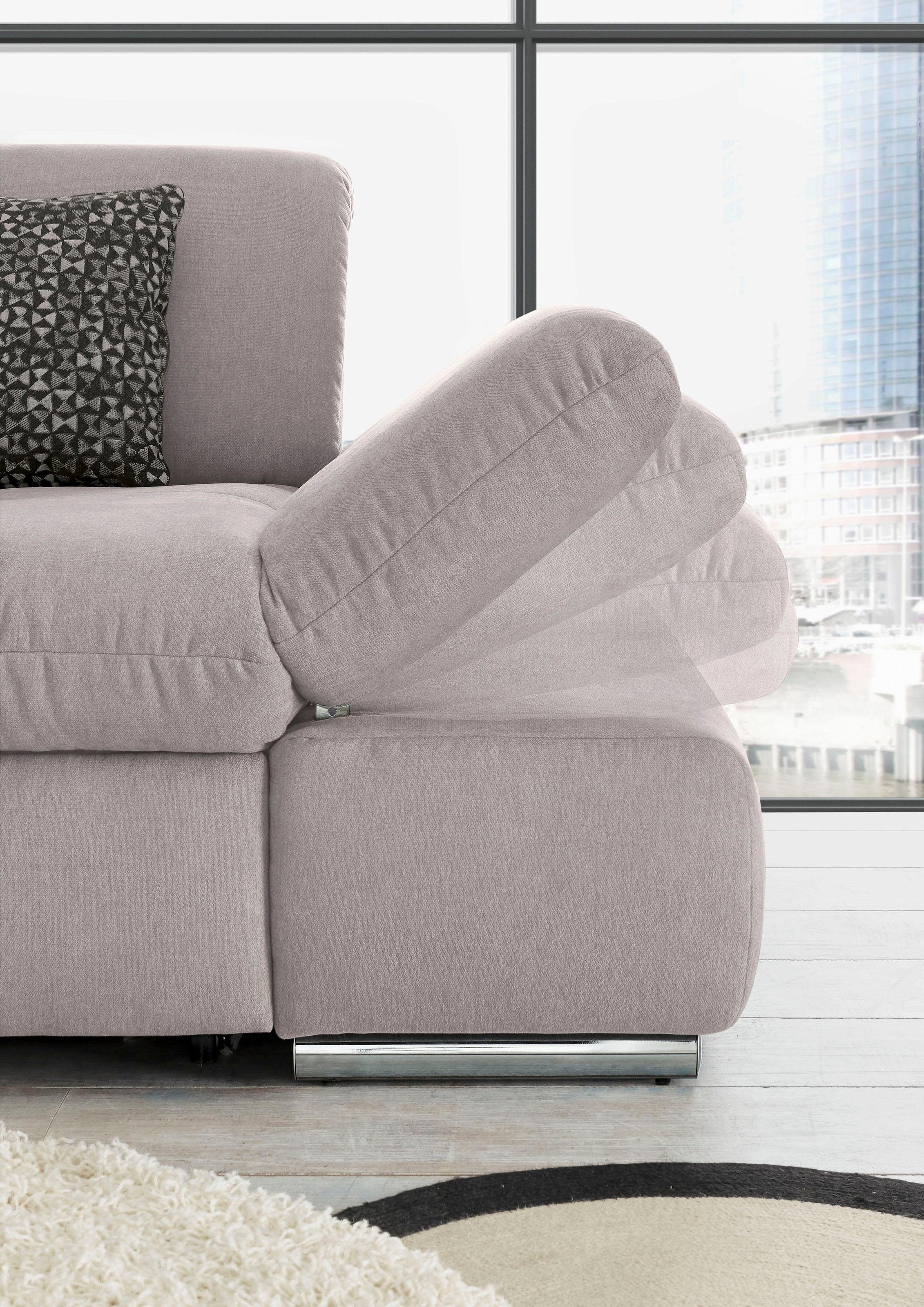 Ecksofa "SO4100 V", grau (elefant), B:284cm H:80cm T:190cm, SET ONE BY MUSTERRING, Sofas, Ecksofa, mit verstellbaren Kopfteilen, wahlweise mit Funktionen, Cord-Bezug 9
