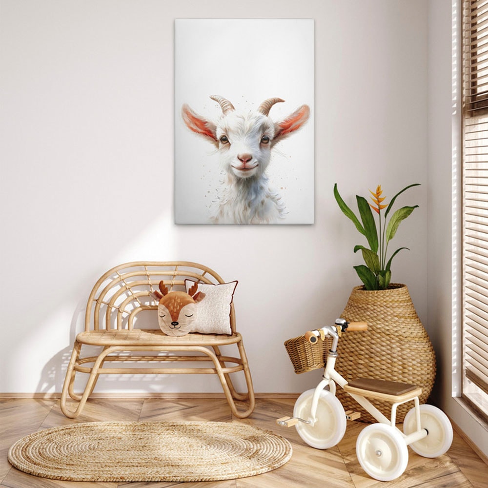 A.S. Création Leinwandbild "Baby Billy Goat - Wandbild Weiß Beige Keilrahme günstig online kaufen