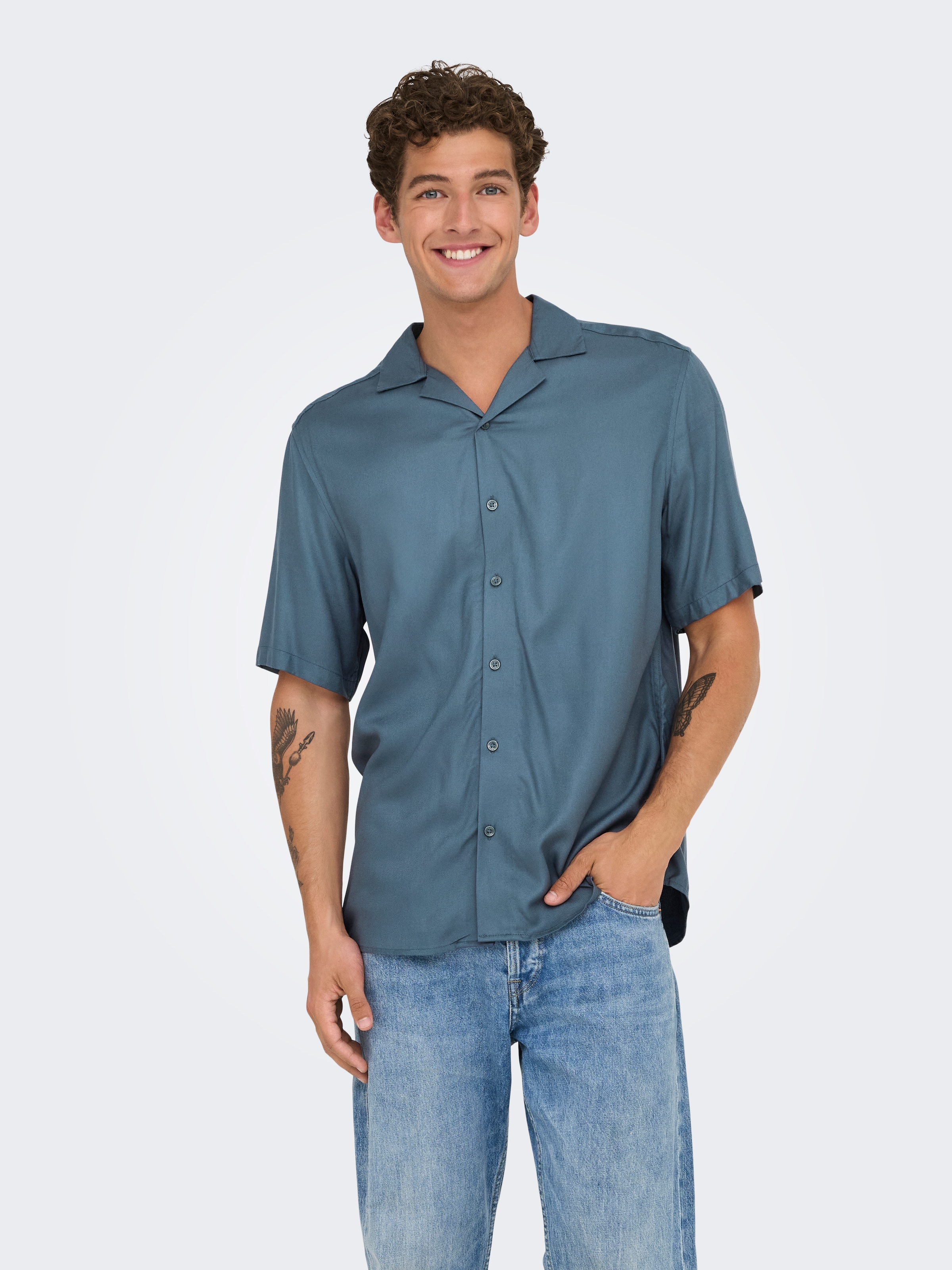 ONLY & SONS Kurzarmhemd »ONSDASH LIFE REG VISC RES SS SHIRT«