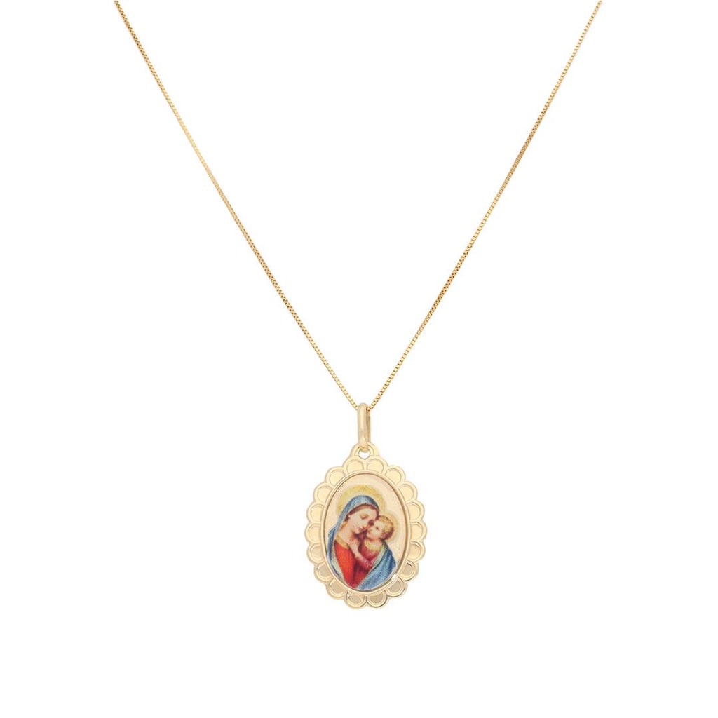Firetti Kette mit Anhänger »Heilige Maria mit Jesuskind Folienbild« mit Emaille