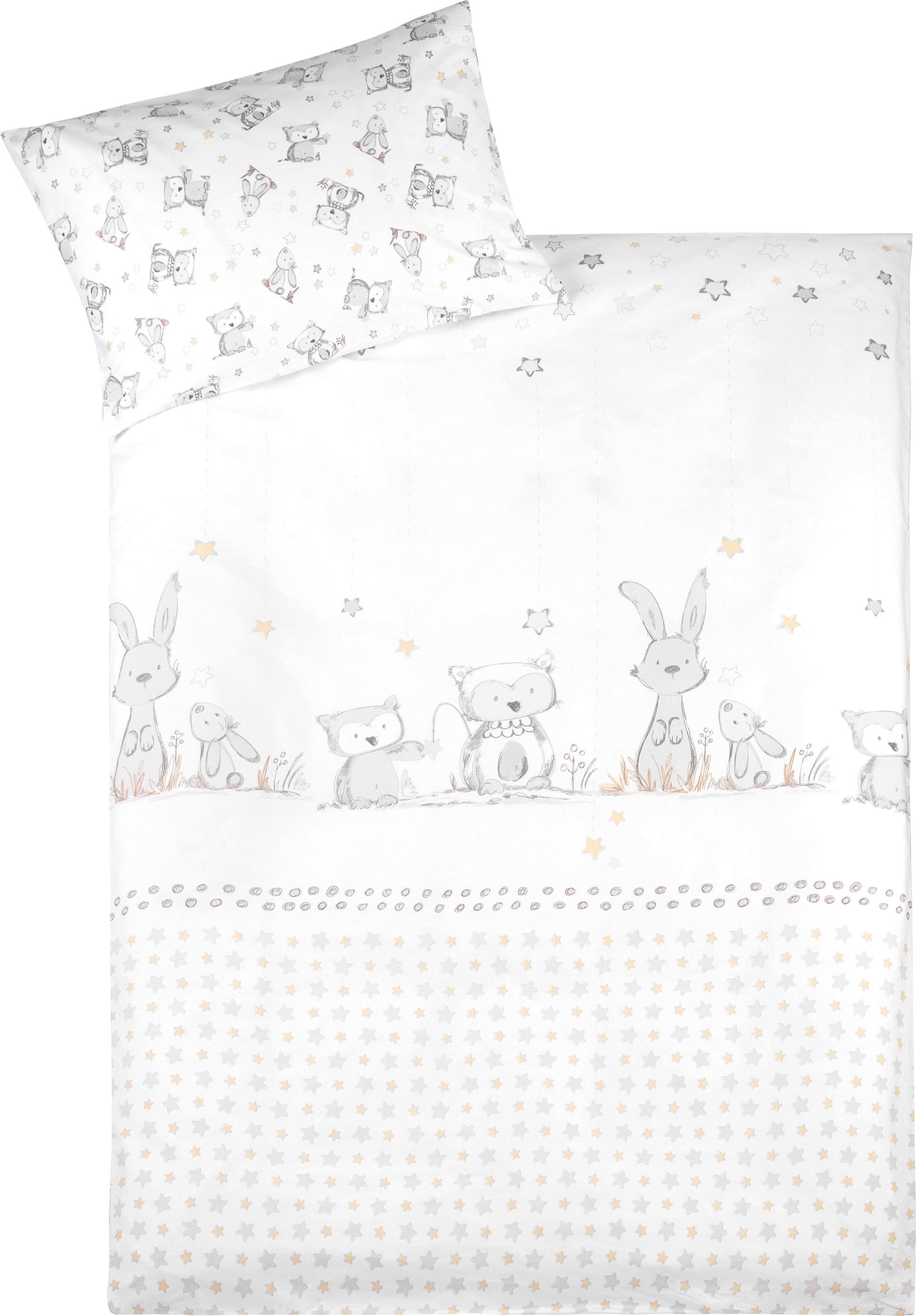 Julius Zöllner Kinderbettwäsche "Häschen und Eule" 2 Stk. tlg. mit Hasen un günstig online kaufen