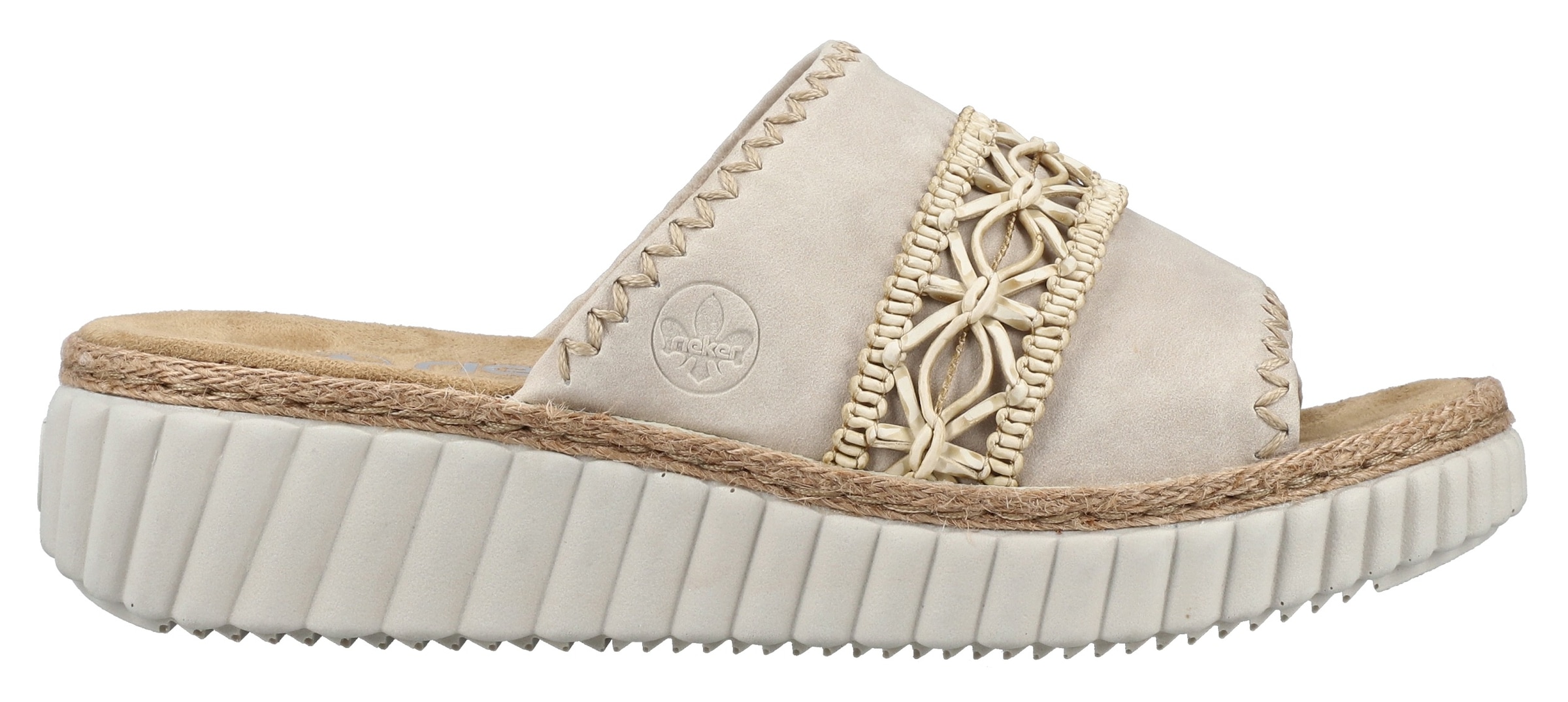Rieker Pantolette, Sommerschuh, Strandschuh, Urlaubschuh, Hausschuh mit softer Innensohle