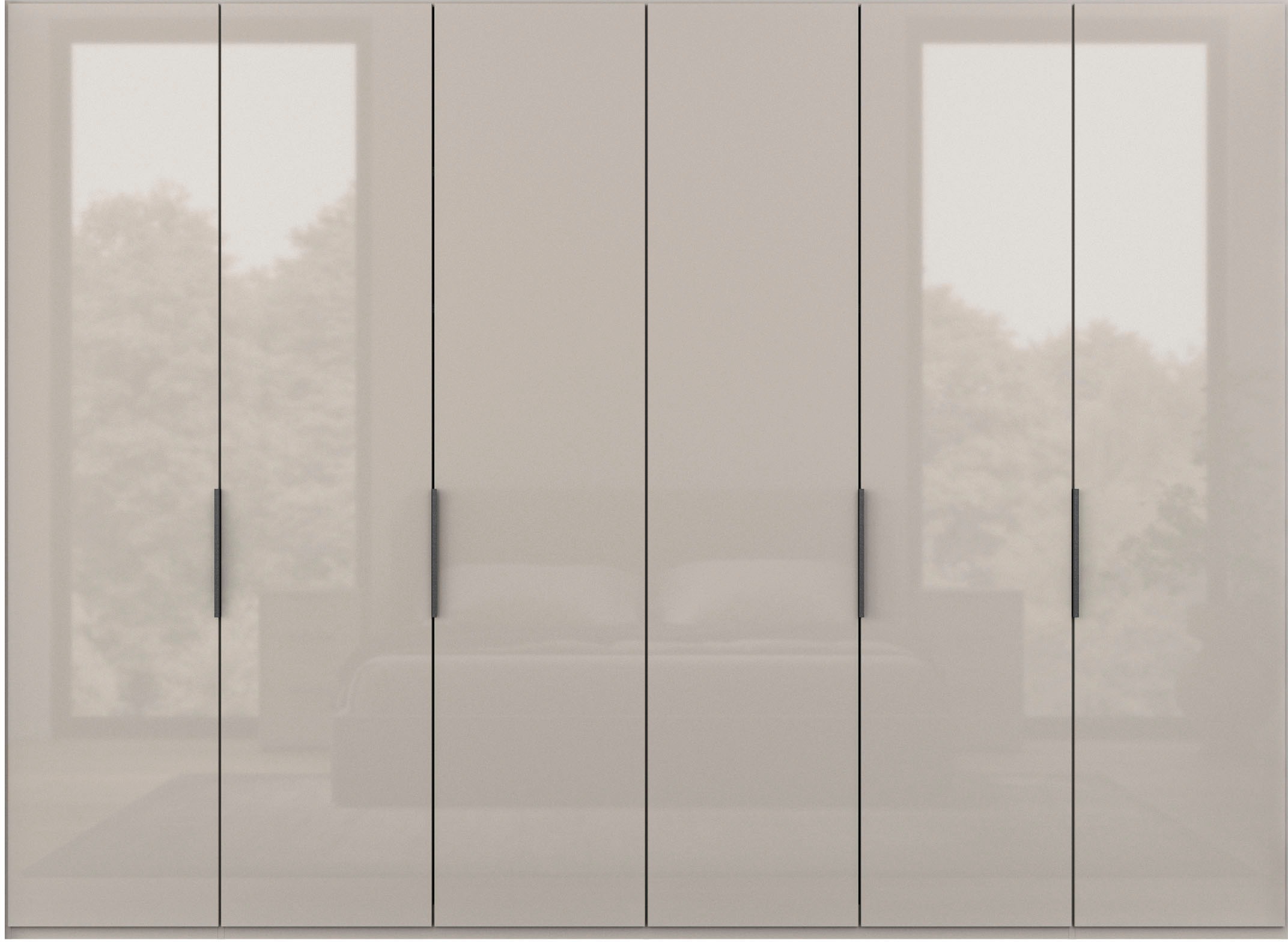 Thumbnail - WIEMANN Falttürenschrank "Ohio, Kleiderschrank, Schrank, Garderobe, mit Glasfront, 300 cm" inklusive Einlegeböden & Klei...