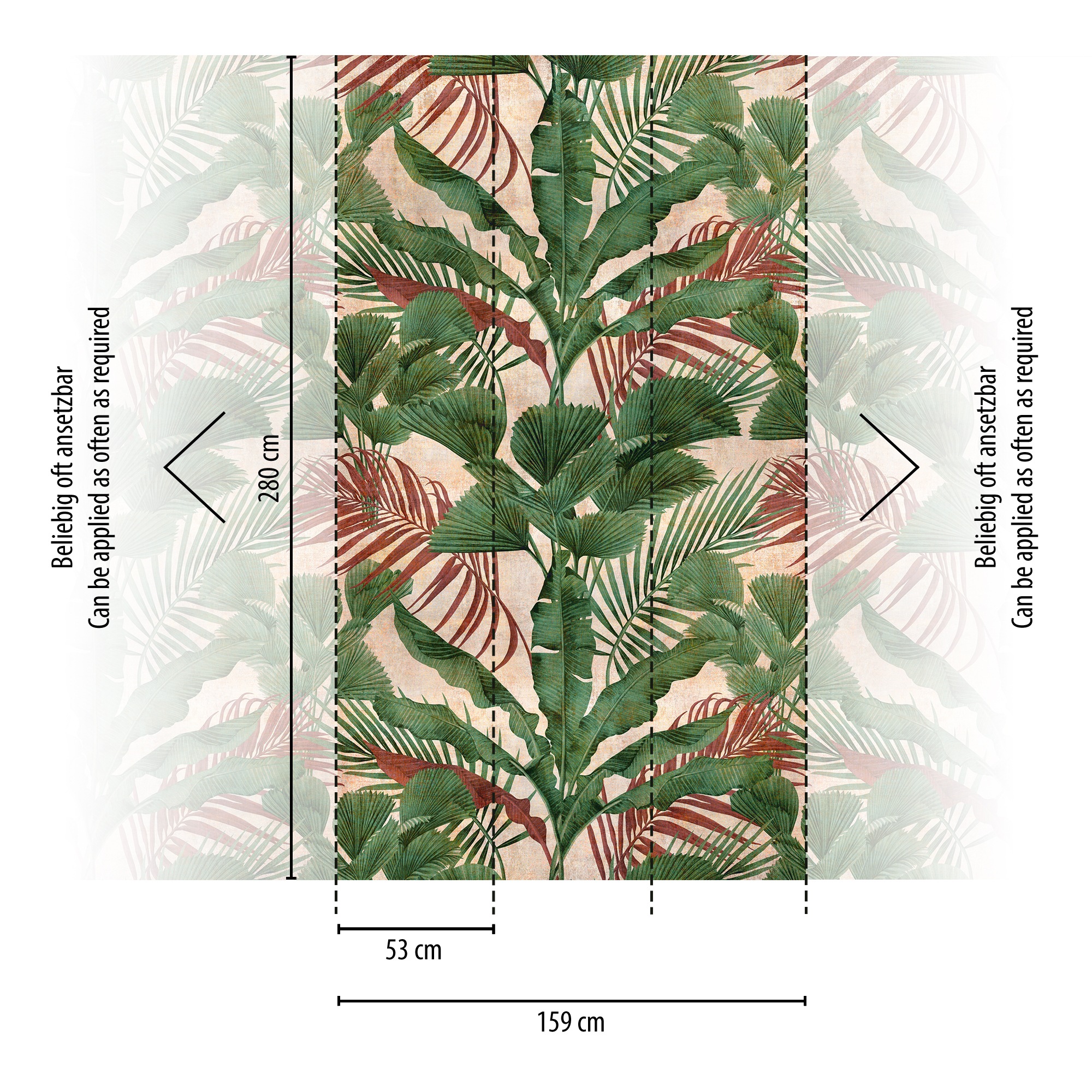 living walls Fototapete »Metropolitan Stories. Travel Styles. Tapete Dschungel«, matt-gemustert-neutral, Palmenblätter Fototapete Floral Tapeten Wohnzimmer Schlafzimmer Küche