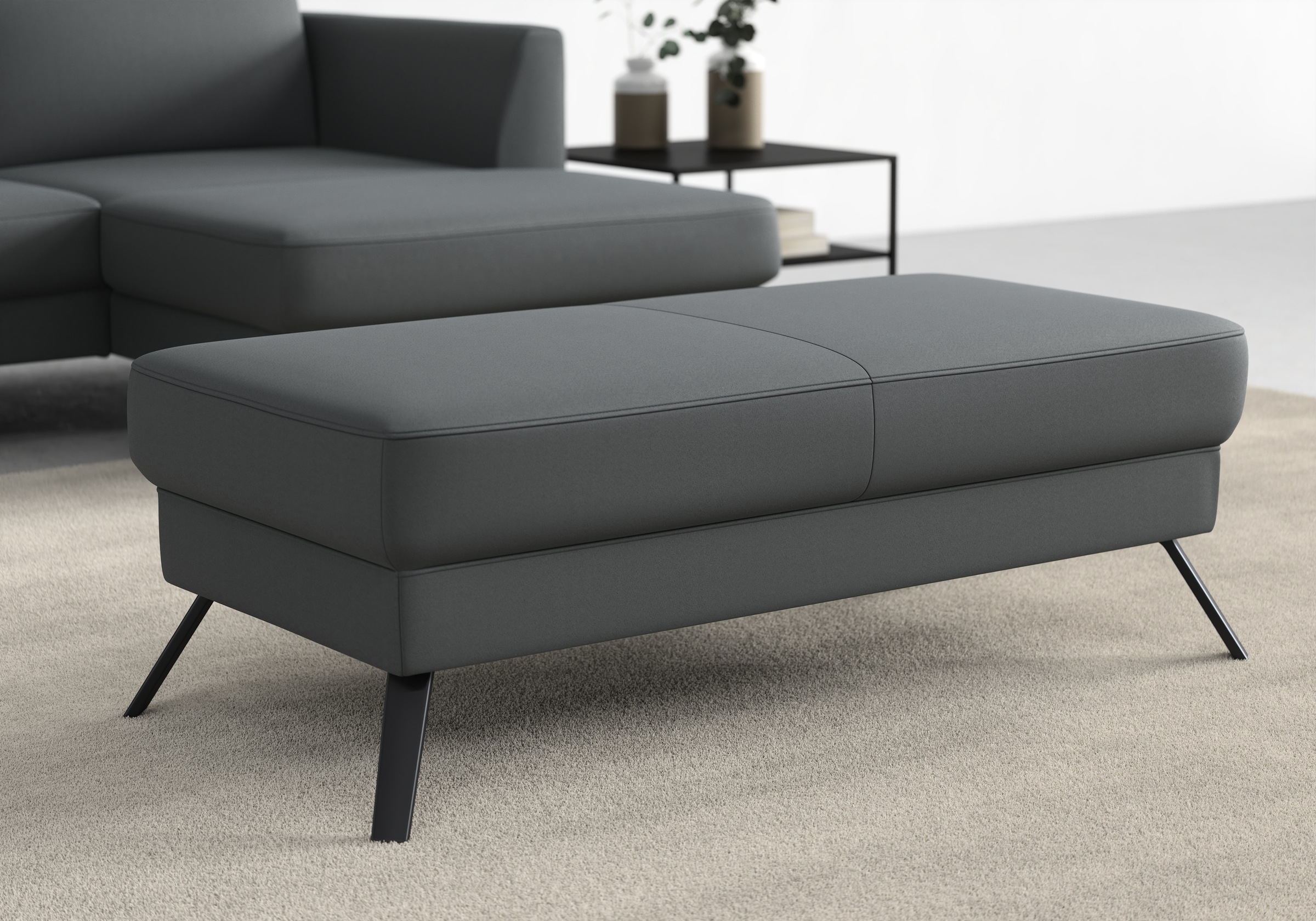 Hockerbank SIT & MORE "Lindholm", grau, B:135cm H:48cm T:65cm, Hocker