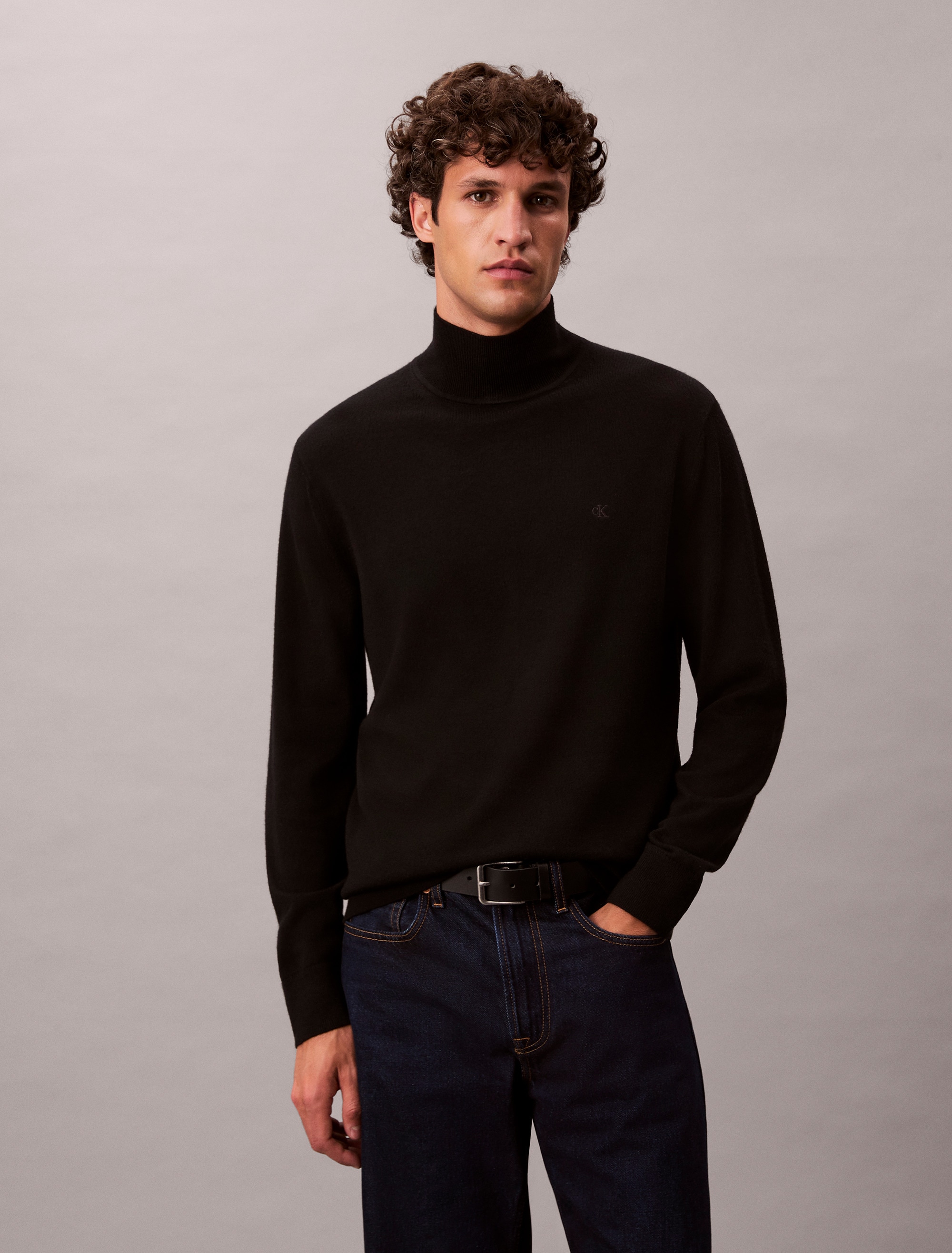 Calvin Klein Jeans Stehkragenpullover "LS MERINO MOCK NECK SWTR 14GG" aus Wolle mit Rundhalsausschnitt, regular fit