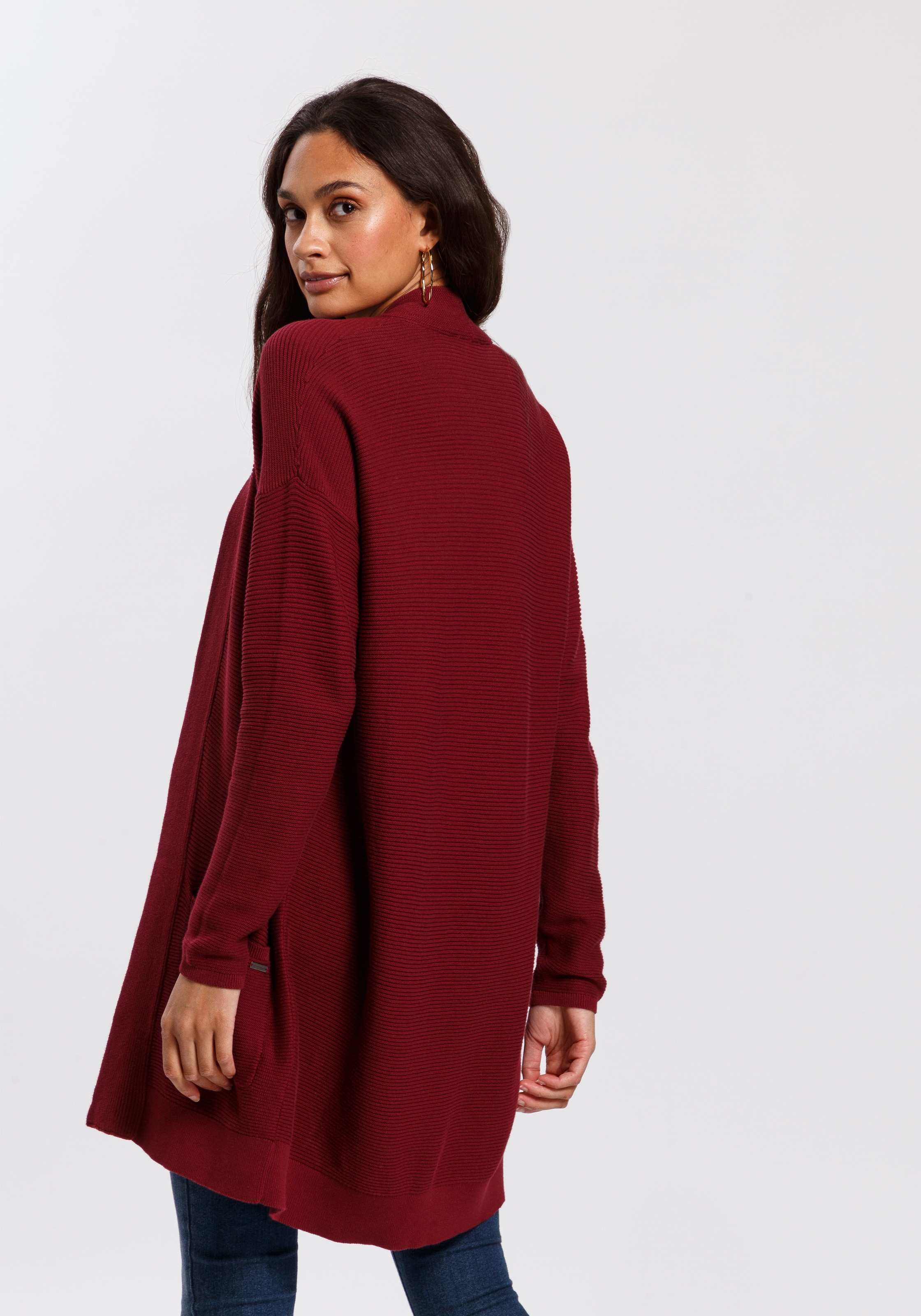 TOM TAILOR Longstrickjacke, aus Rippstrick mit aufgesetzten Taschen günstig online kaufen
