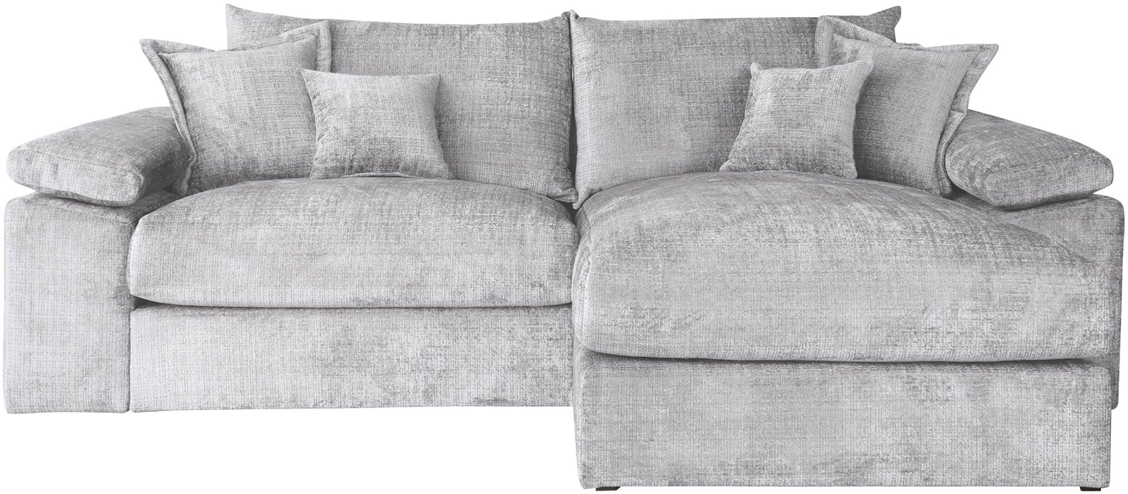 Home affaire Ecksofa »Soft&Cosy XL L-Form, B: 246 cm«, Mega-Sofa, Cord oder Chenille-Struktur, mit Federkern & 4 Zierkissen