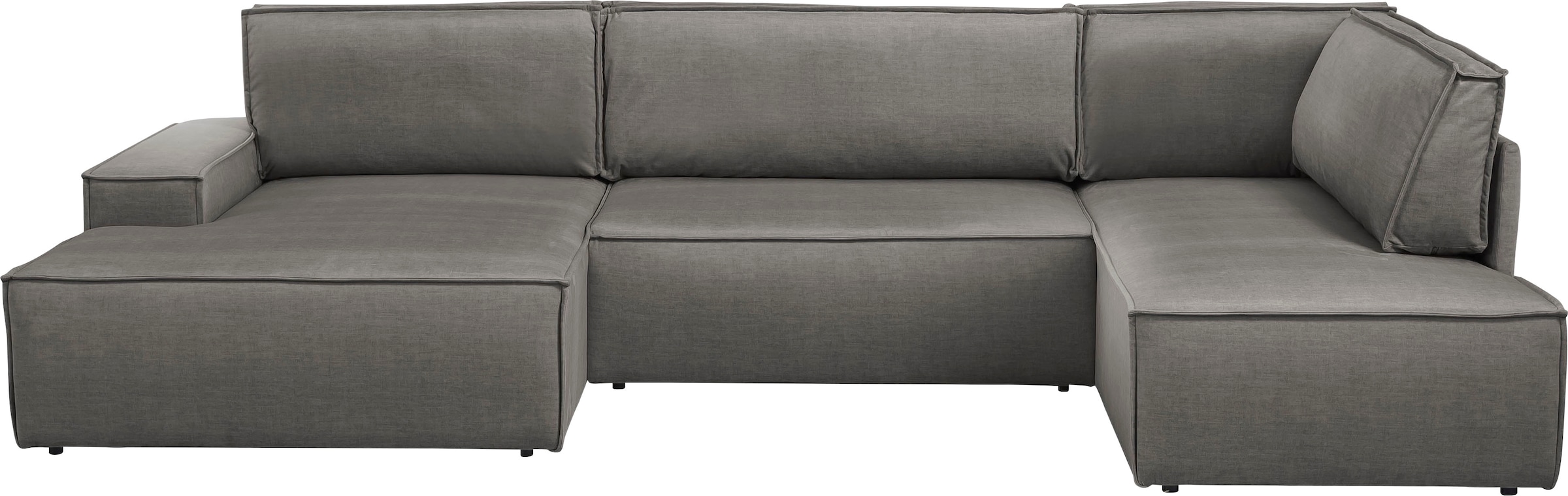 Home affaire Wohnlandschaft »SHERWOOD 329 cm, U-Form, Schlafsofa,«, Schlaffunktion m. Bettkasten (194x139 cm), Cord, Vintage, Samtvelours
