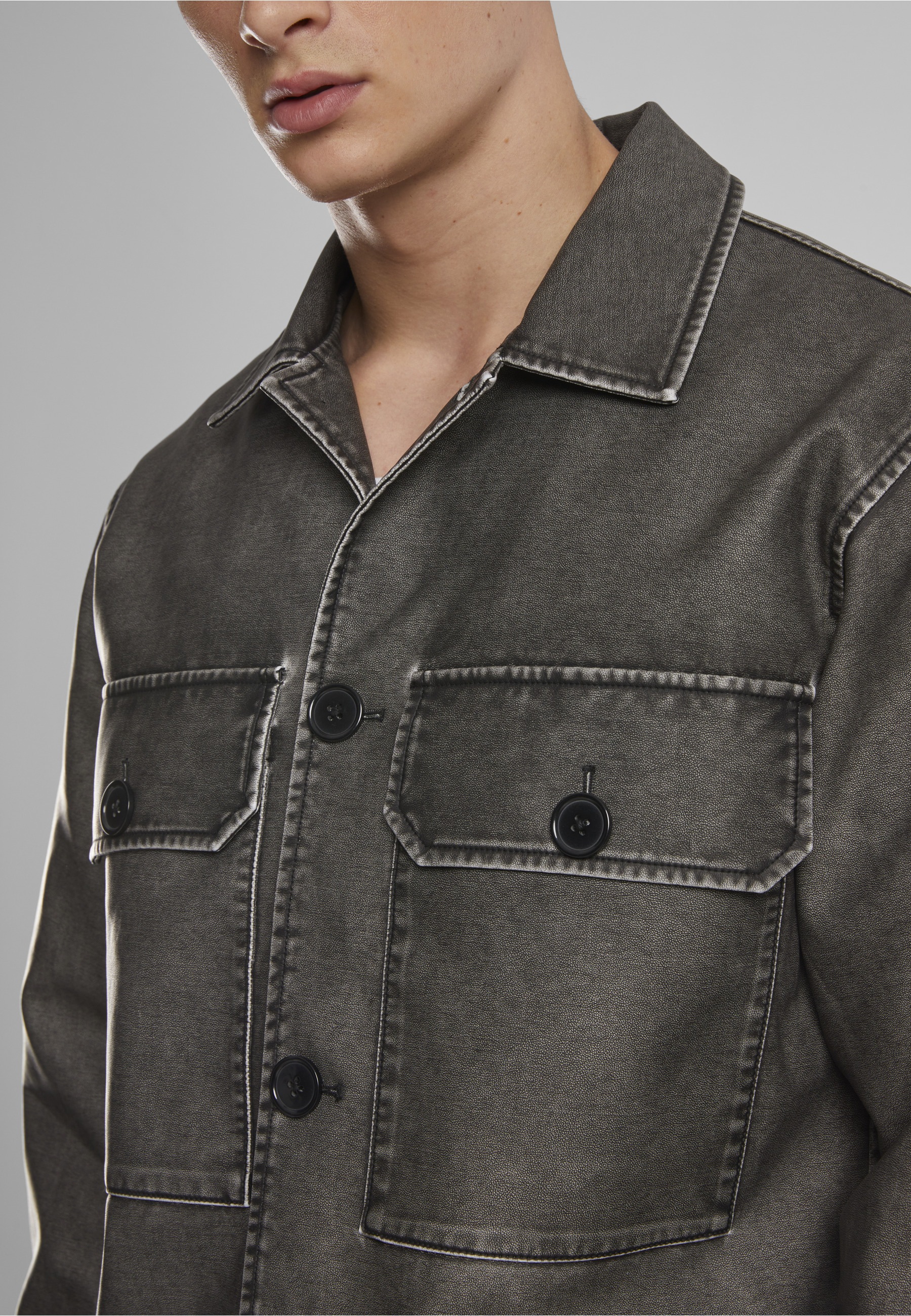 URBAN CLASSICS Lederjacke »Urban Classics Vintage Jacket« 1 Stk. tlg. ohne Kapuze