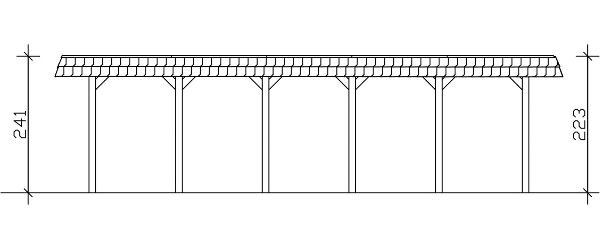 Skanholz Einzelcarport »Spreewald«, Nadelholz, 285 cm, Grün, 345x893cm mit Aluminiumdach rote Blende