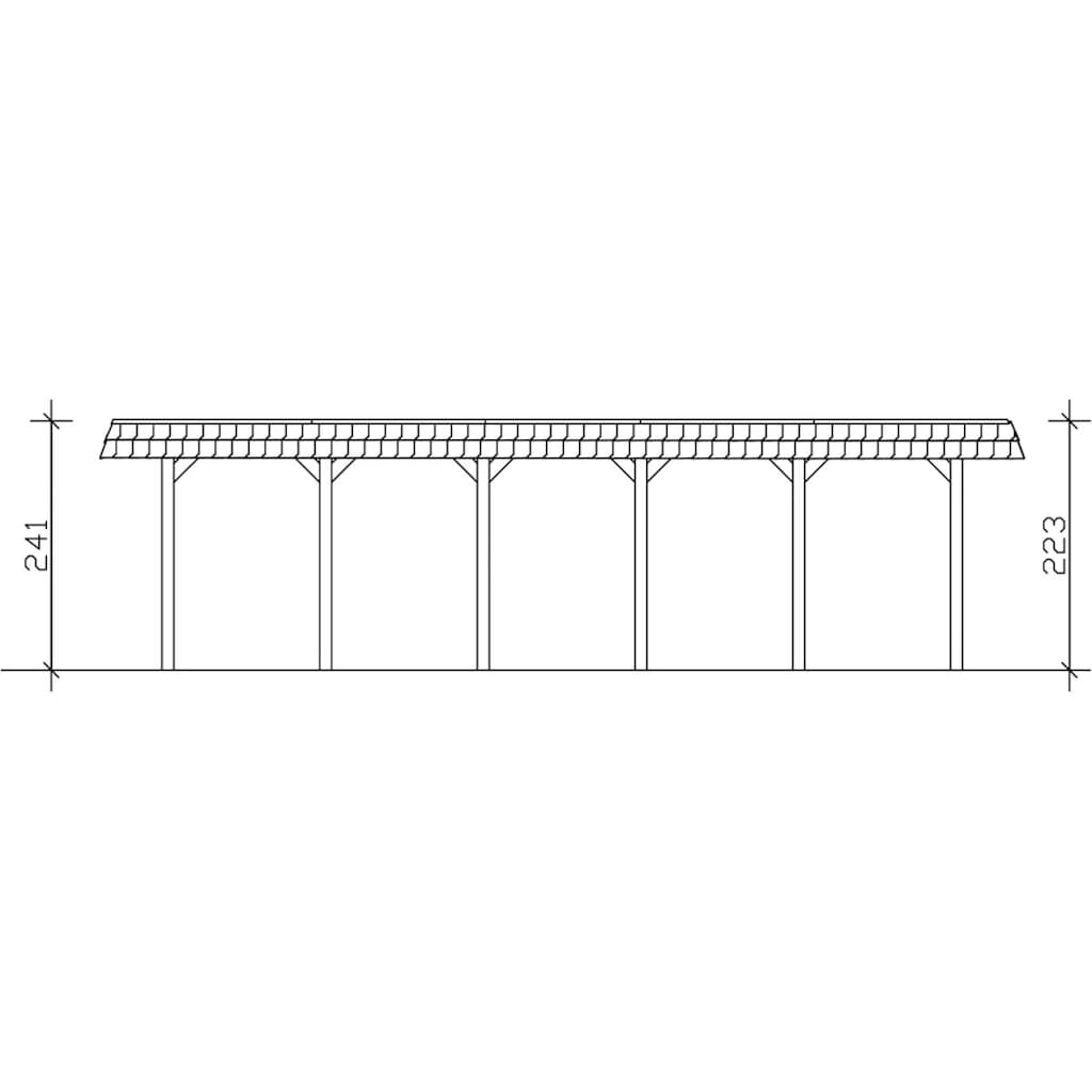 Skanholz Einzelcarport »Spreewald«, Nadelholz, 285 cm, Grün, 345x893cm mit Aluminiumdach rote Blende