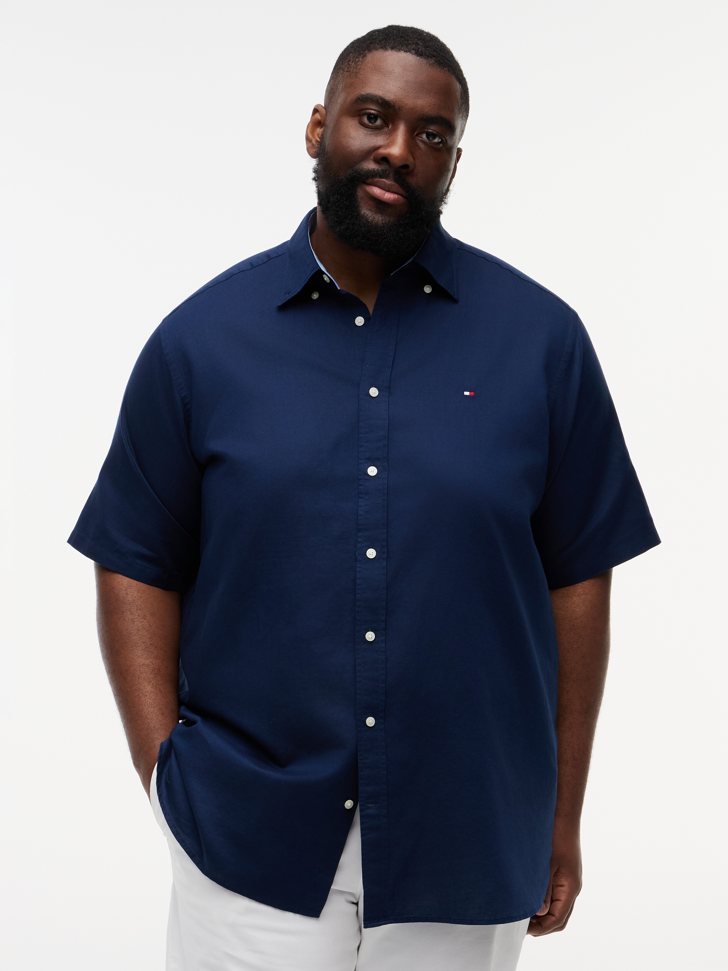 Tommy Hilfiger Big & Tall Kurzarmhemd "BT- LINEN BLND SOLID" Große Größen, günstig online kaufen