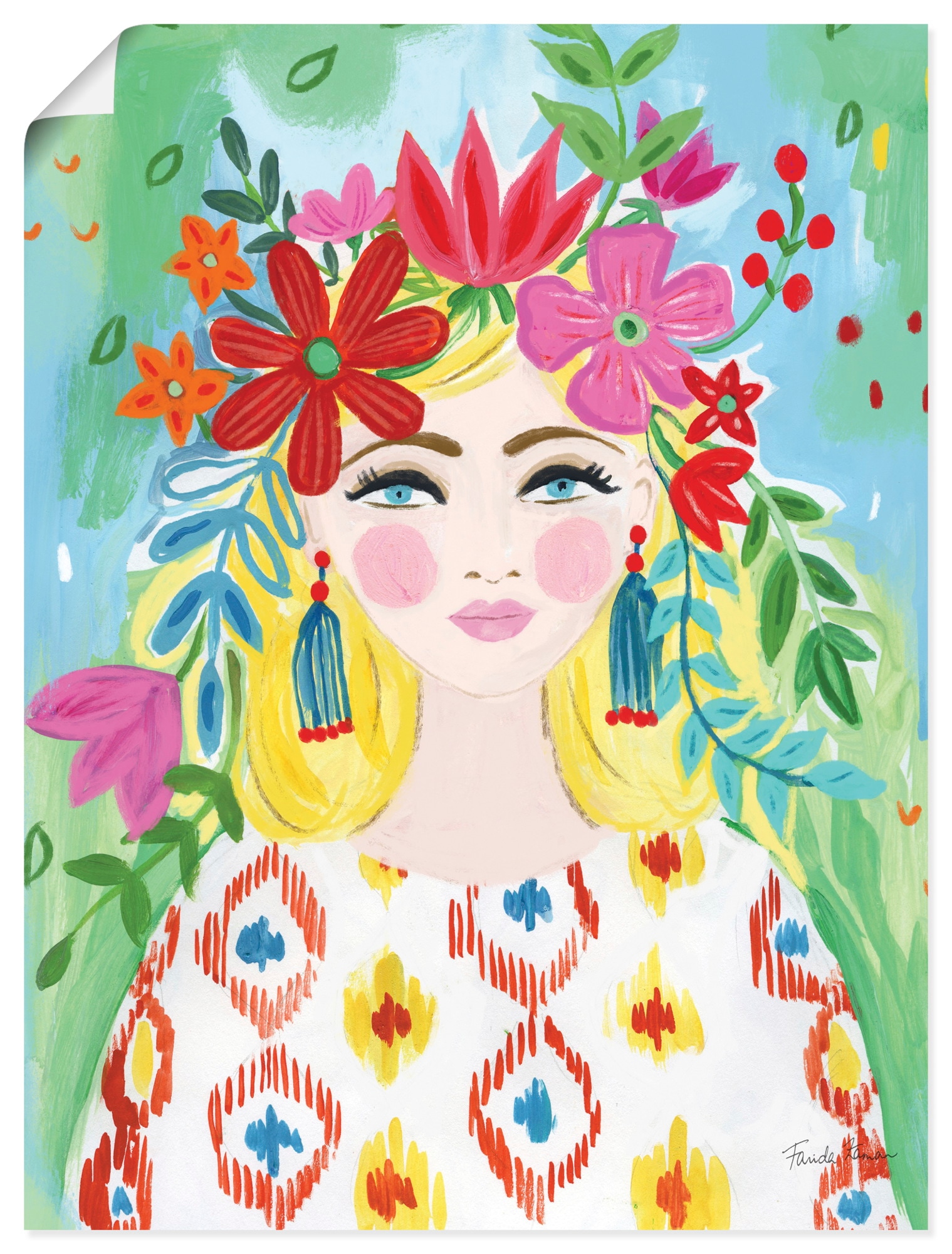 Wandbild ARTLAND "Boho Girl II", farbe bild(er): farbig, B:45cm H:60cm, Papier, Bilder, als Alubild, Leinwandbild, Poster, Wandaufkleber in verschied. Größen