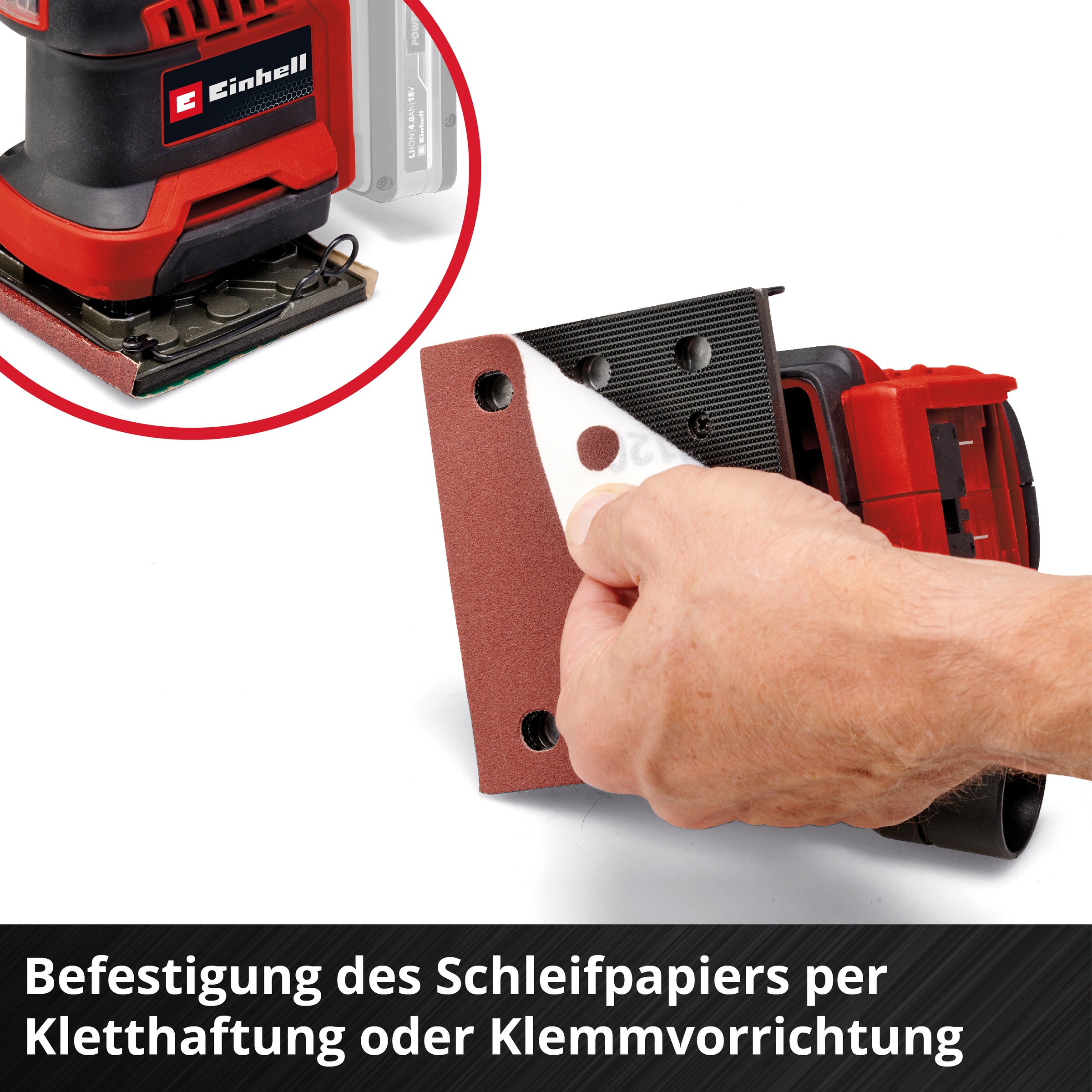 Einhell Akku-Schwingschleifer »Faustschleifer TE-OS 18/113 3X Li - Solo«, mit Aufbewahrungstasche und 3x Schleifpapier, ohne Akku und Ladegerät