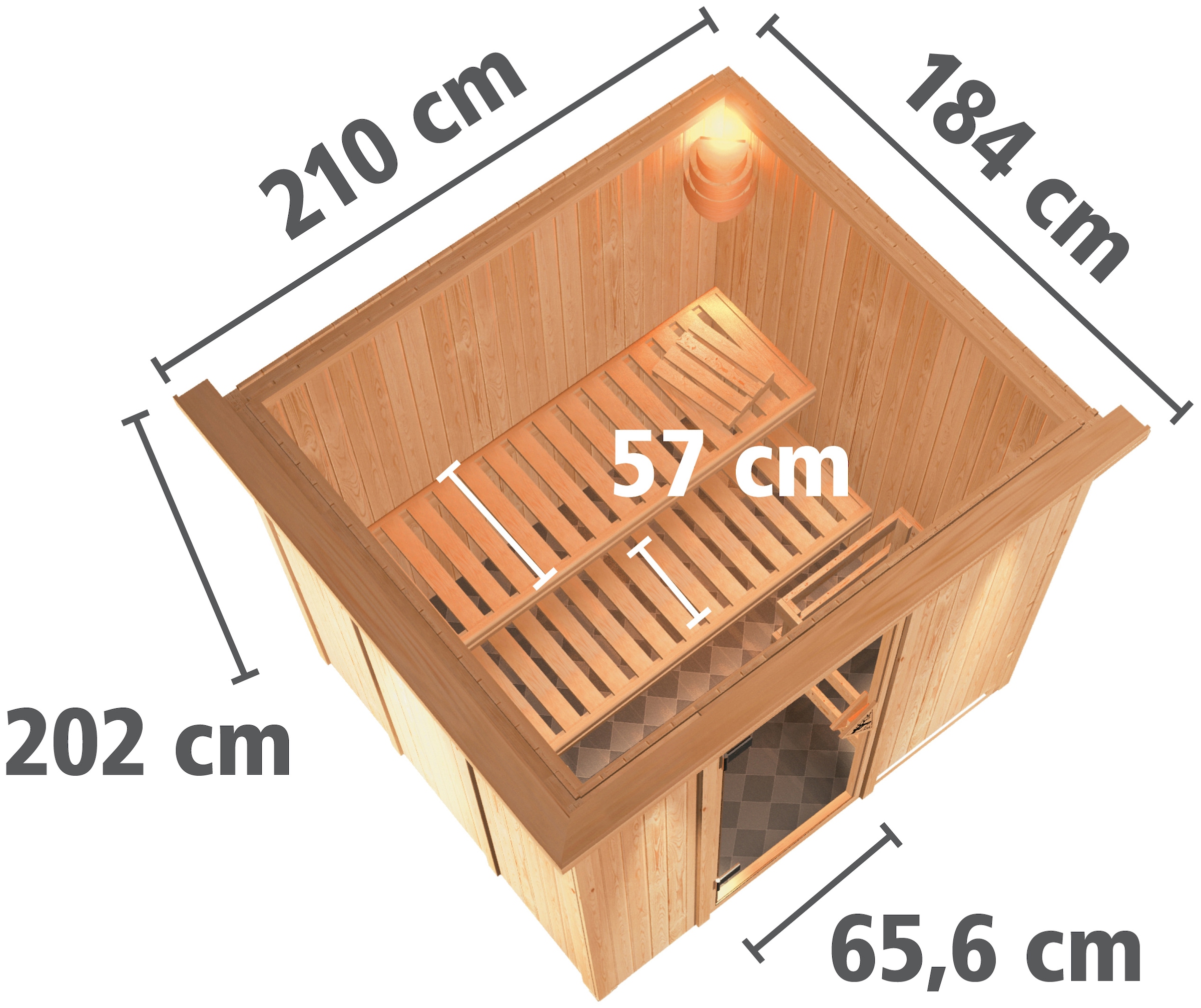 Karibu Sauna »Dima«, 3,6-kW-Plug & Play Ofen mit externer Steuerung