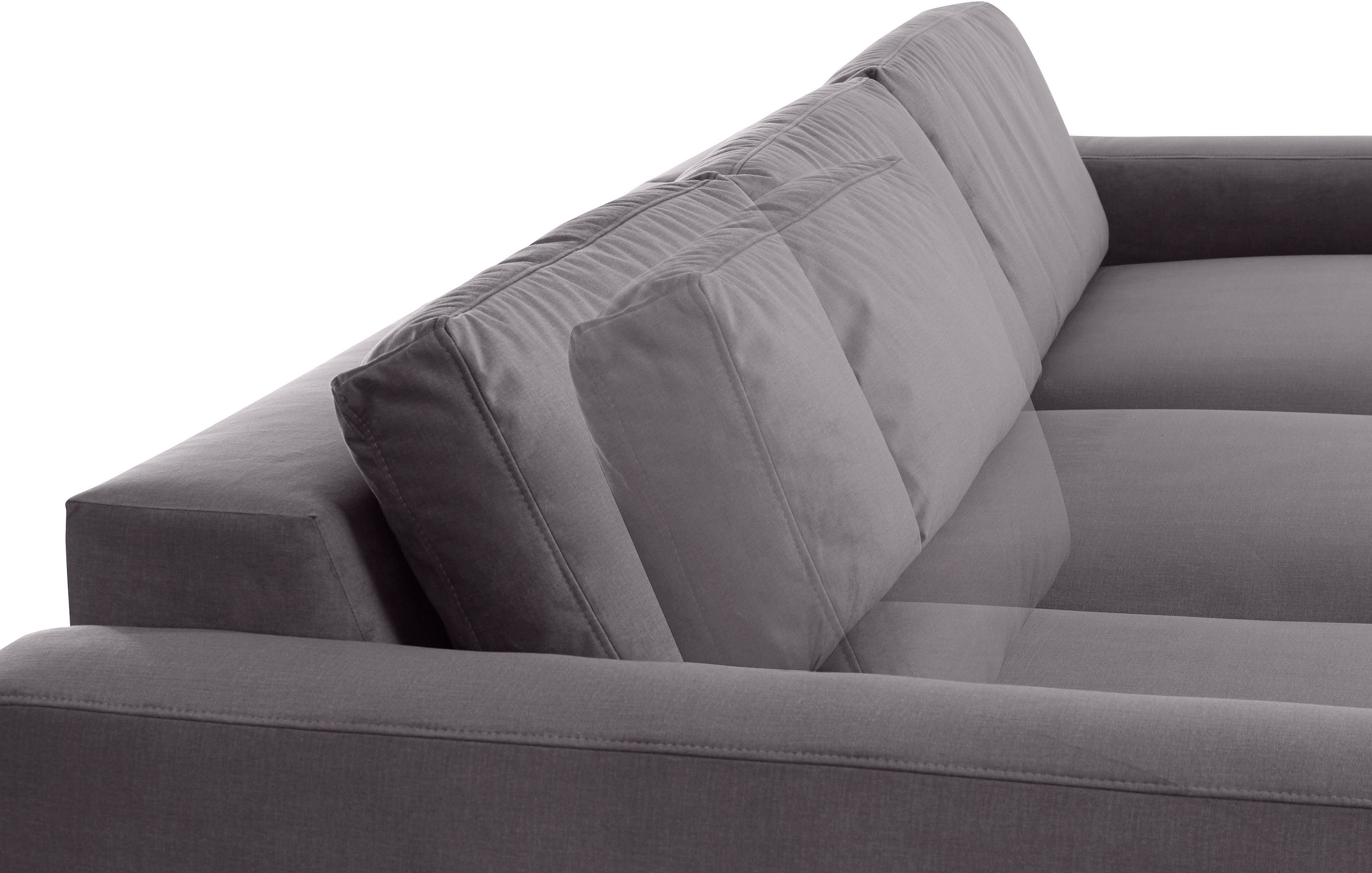 Places of Style Ecksofa »Bloomfield, L-Form«, extra tiefe Sitzfläche, wahlweise mit Sitztiefenverstellung