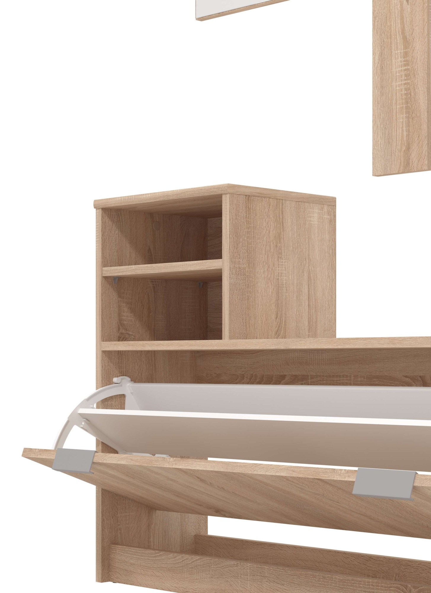 INOSIGN Garderoben-Set »Ravenna Flurgarderobe, Dielenschrank, Kompaktgarderobe, Breite 100 cm«, (Komplett-Set, 2 St.), inkl. Schuhschrank und Garderobenpaneel, mit Klapptür, Spiegel, Haken