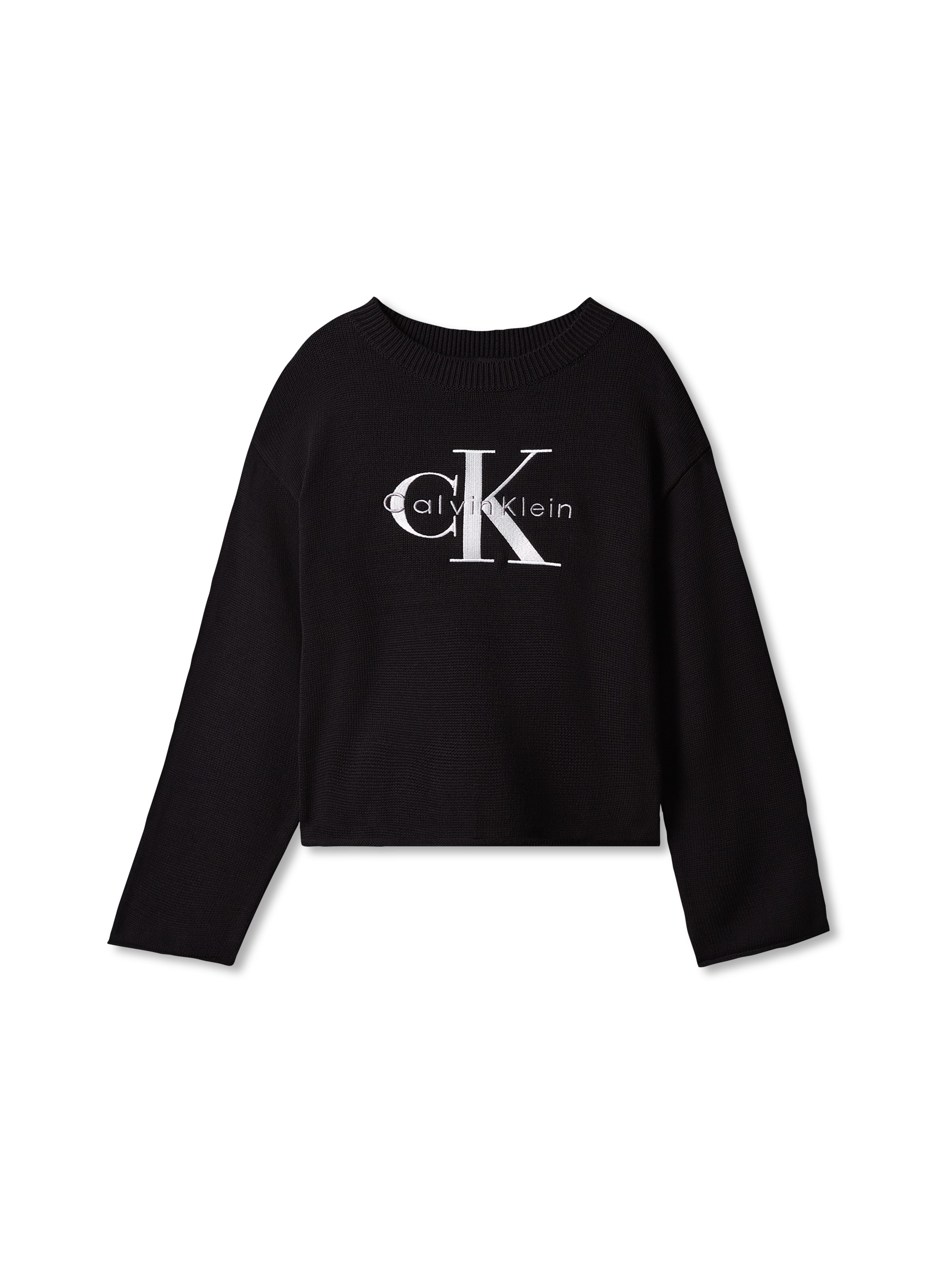 Calvin Klein Jeans Strickpullover Rundhalsausschnitt, Regular Fit, große Stickerei