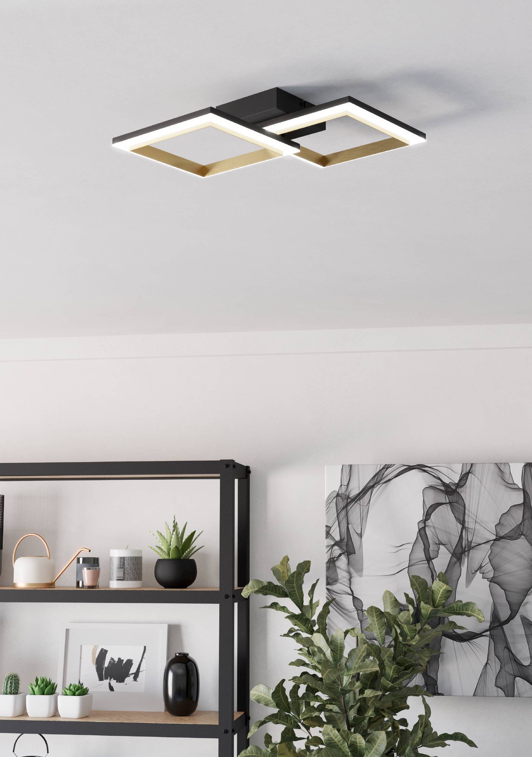 EGLO Deckenleuchte »Calliera Deckenlampe, Metall und Kunststoff, Bürolampe Decke, Lampe« LED-Modul 1 Stk. Neutralweiß Wand-/Deckenleuchte - L52,5 x B31 x H8,5 cm - schwarz, messing