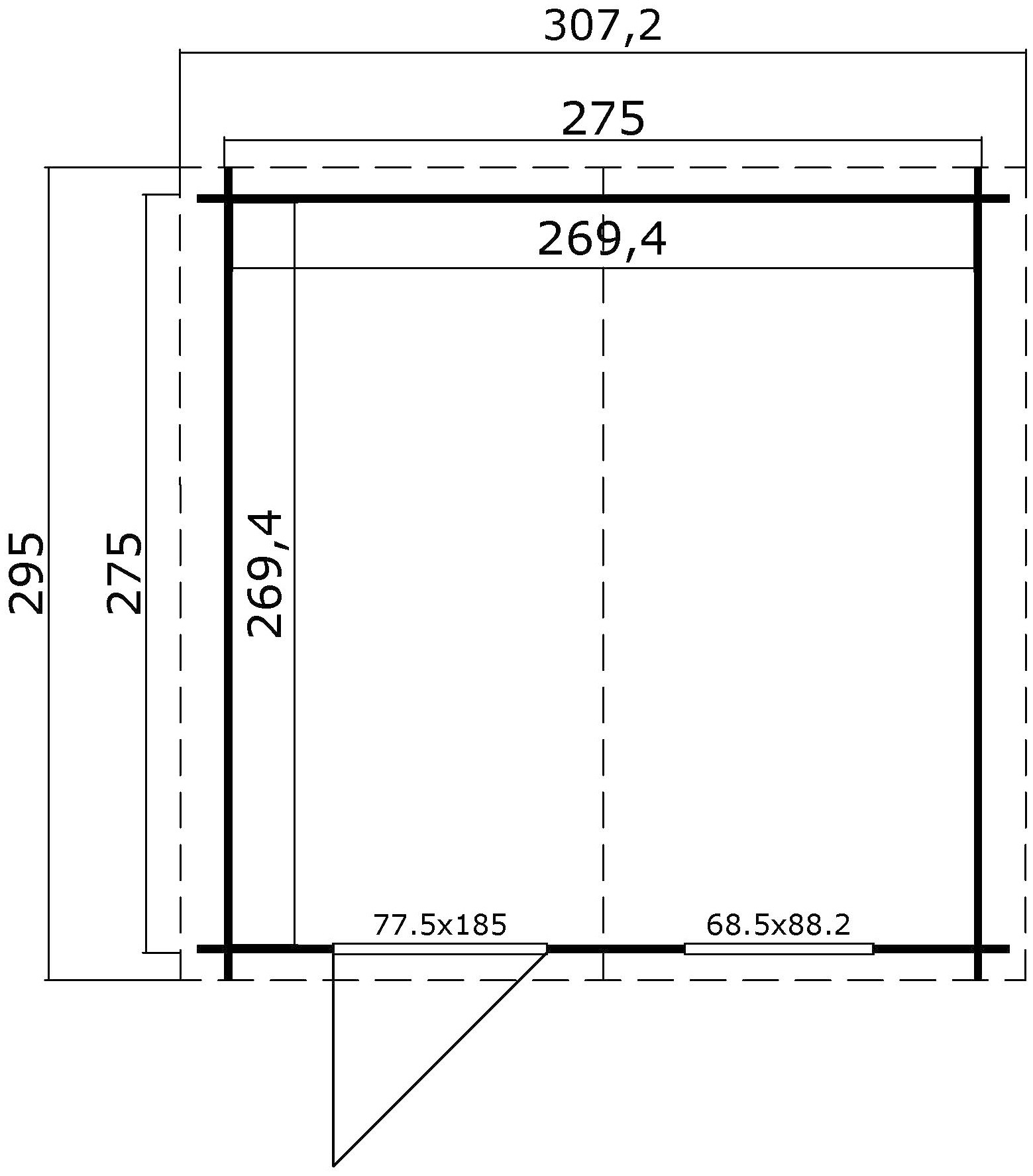 LASITA MAJA Gartenhaus »Nina 275«, Blochbohlenhaus 28mm, Fundamentmass 2750x2750, Schwedenrot