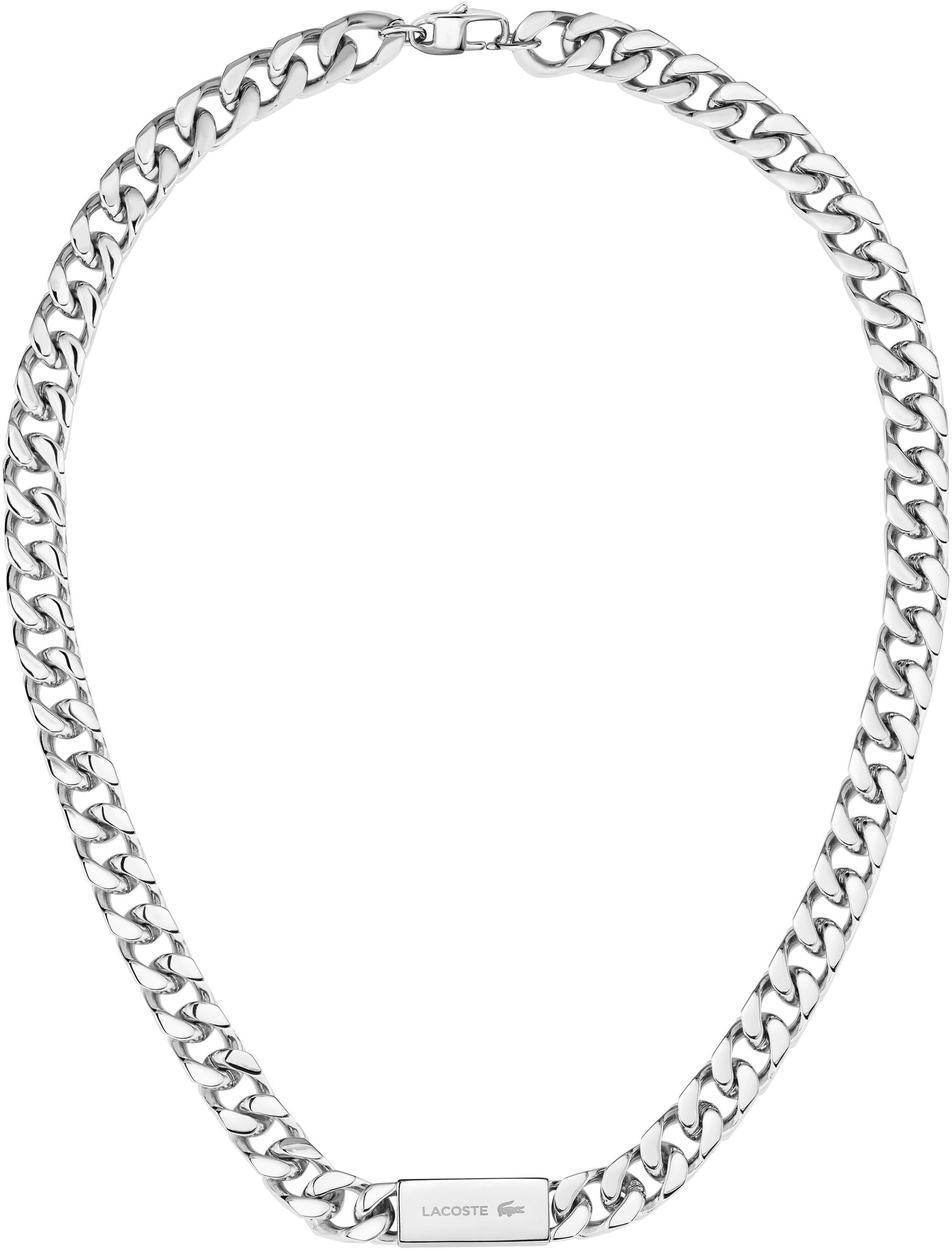 Panzerkette LACOSTE "BACKHAND", silber (edelstahlfarben), Halsketten, Herren, Edelstahl, L: 56 B: 1mm, Panzerkette, B:1mm 2
