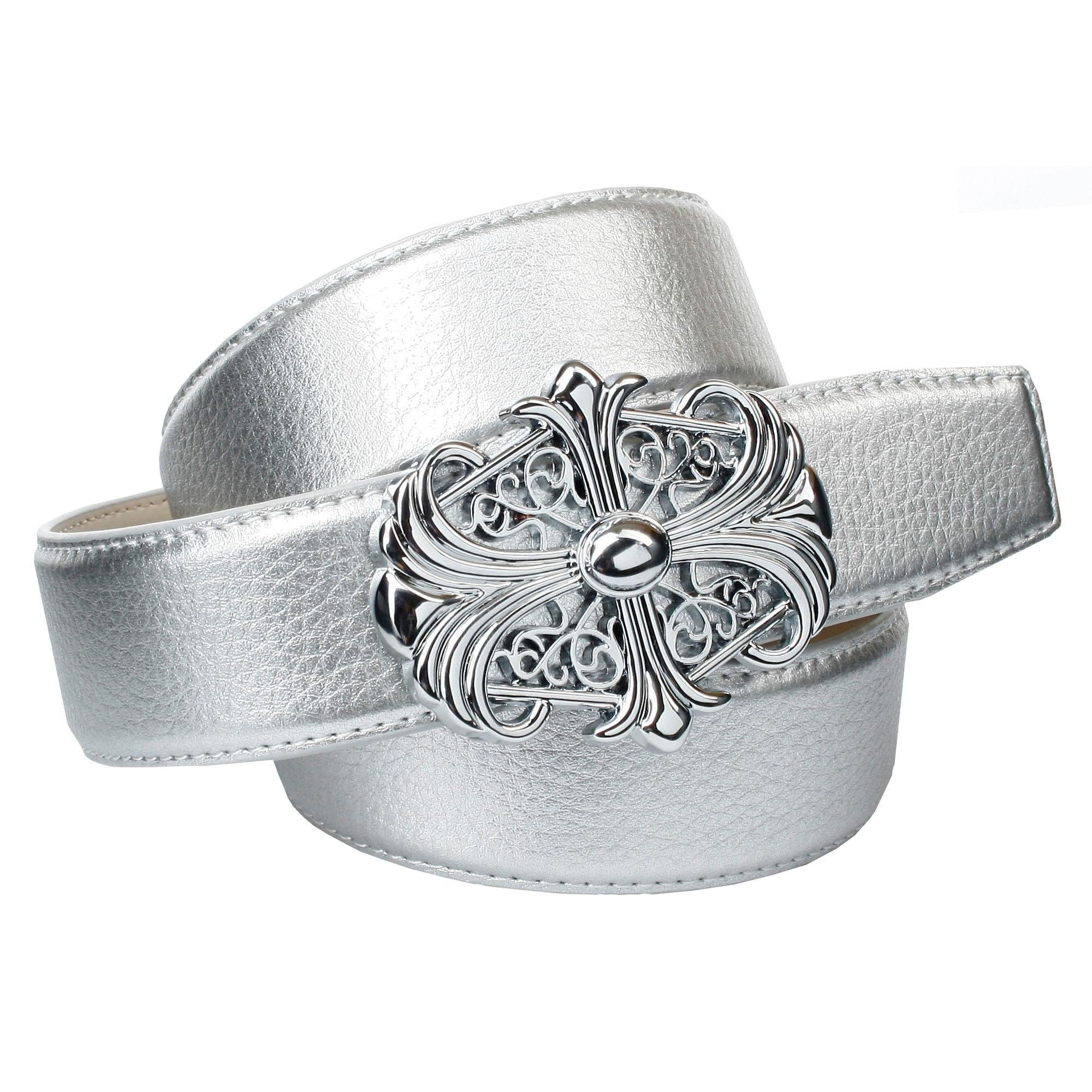 Anthoni Crown Ledergürtel, in silberfarben mit Unterführung, dekorative  Schließe bestellen | BAUR