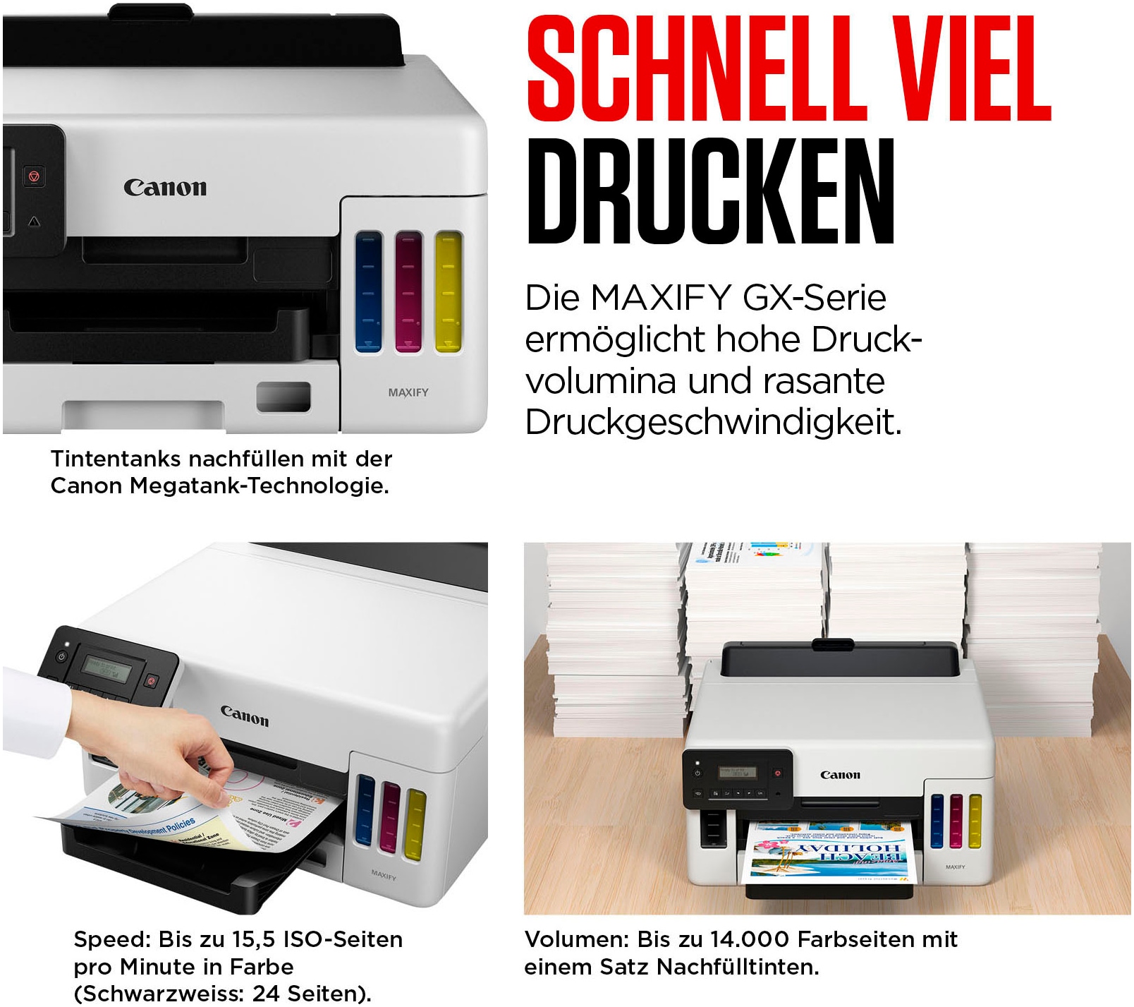 Canon Multifunktionsdrucker »MAXIFY GX1050« 3in1 Tintenstrahl-Multifunktionsgerät mit extrem niedrigen Druckkosten