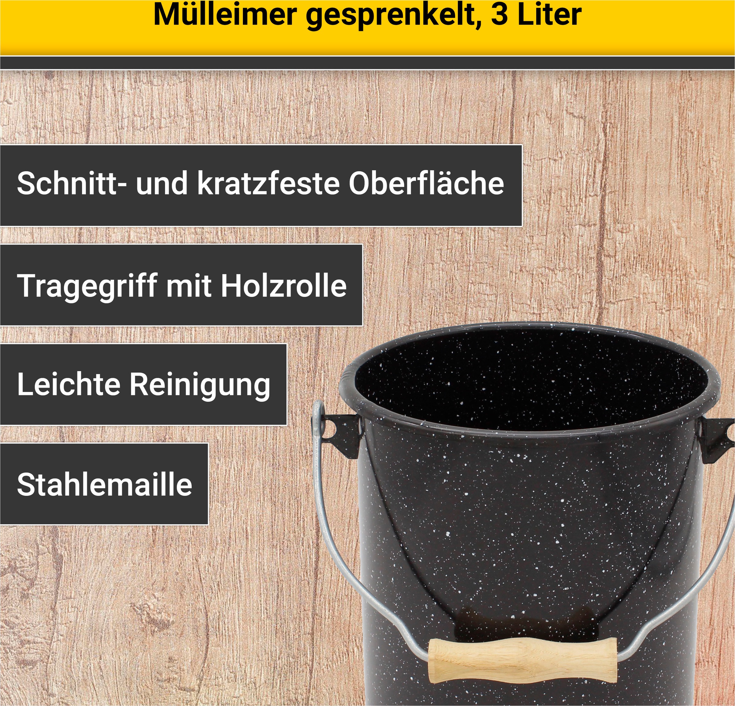 Krüger Mülleimer "Emaille-Eimer mit Deckel Serie Rio" schnitt- / kratzfeste günstig online kaufen