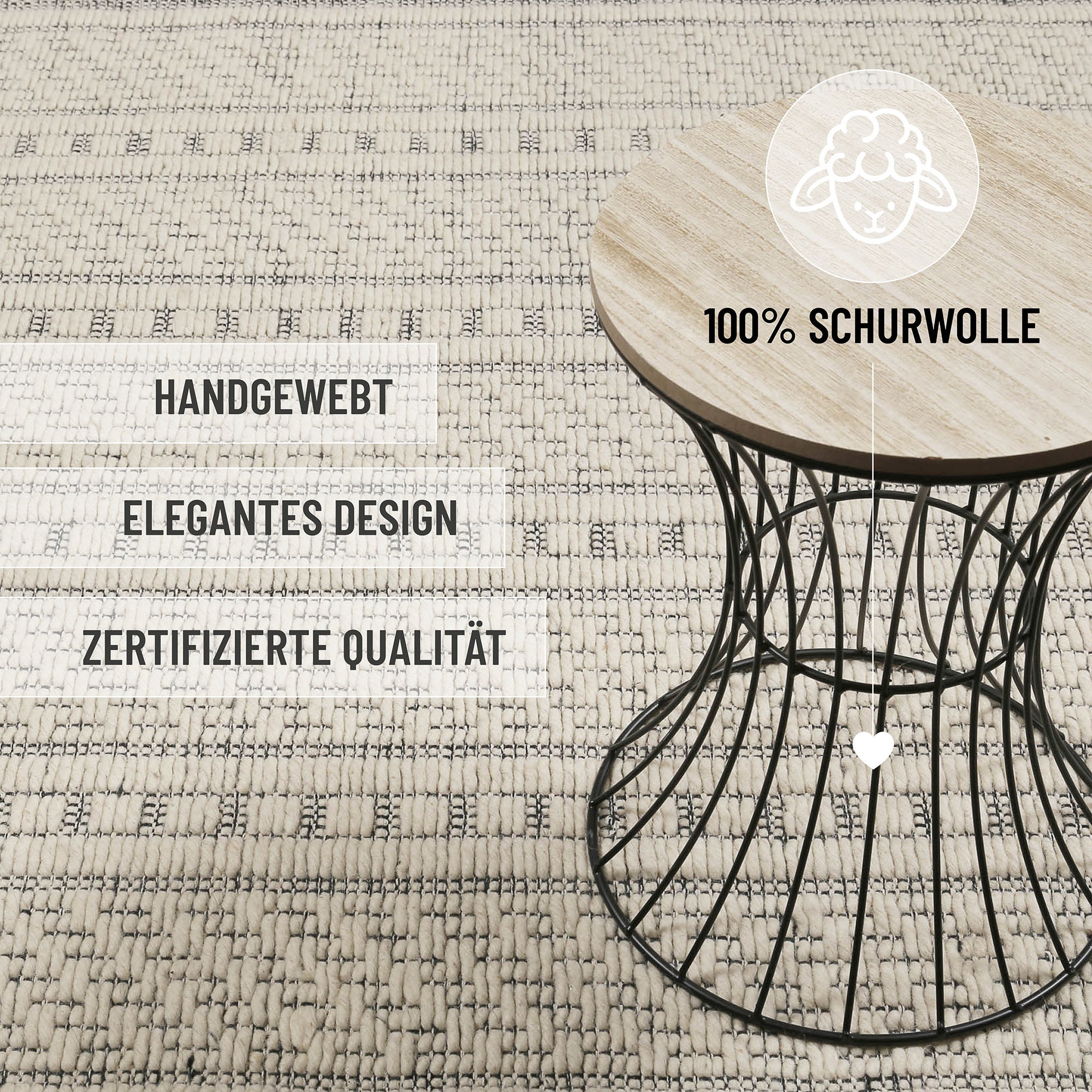 Wecon home Teppich »Liv«, rechteckig, 8 mm Höhe, handgewebt, robust, strapazierfähig, skandinavisch, Naturfaser