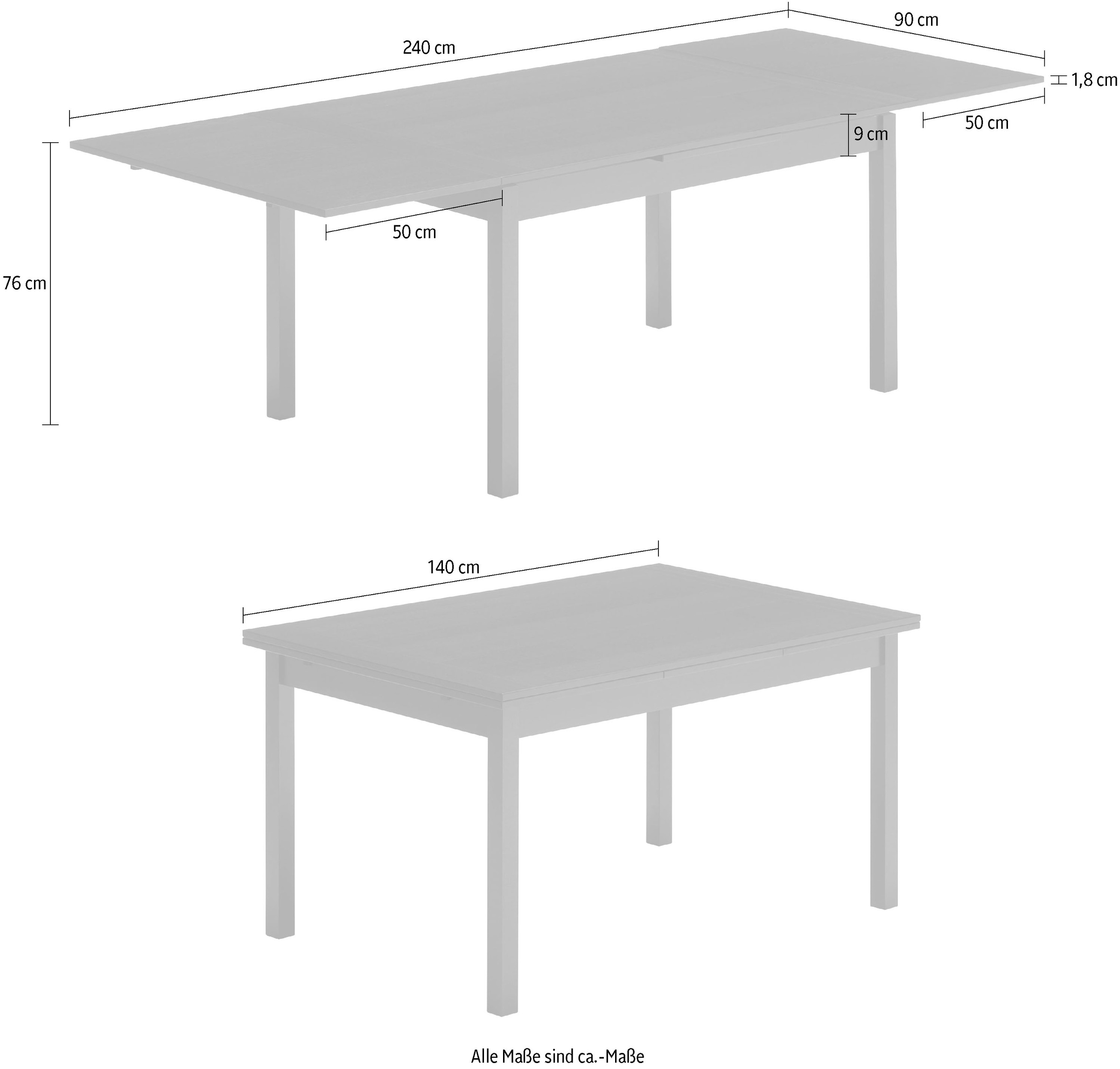 Hammel Furniture Esstisch »Basic Dinex, schnell innenliegende Einlegeplatten ausziehbar,«, Furnier / Massivholz, in zwei Breiten, stabiler dänische Design Tisch