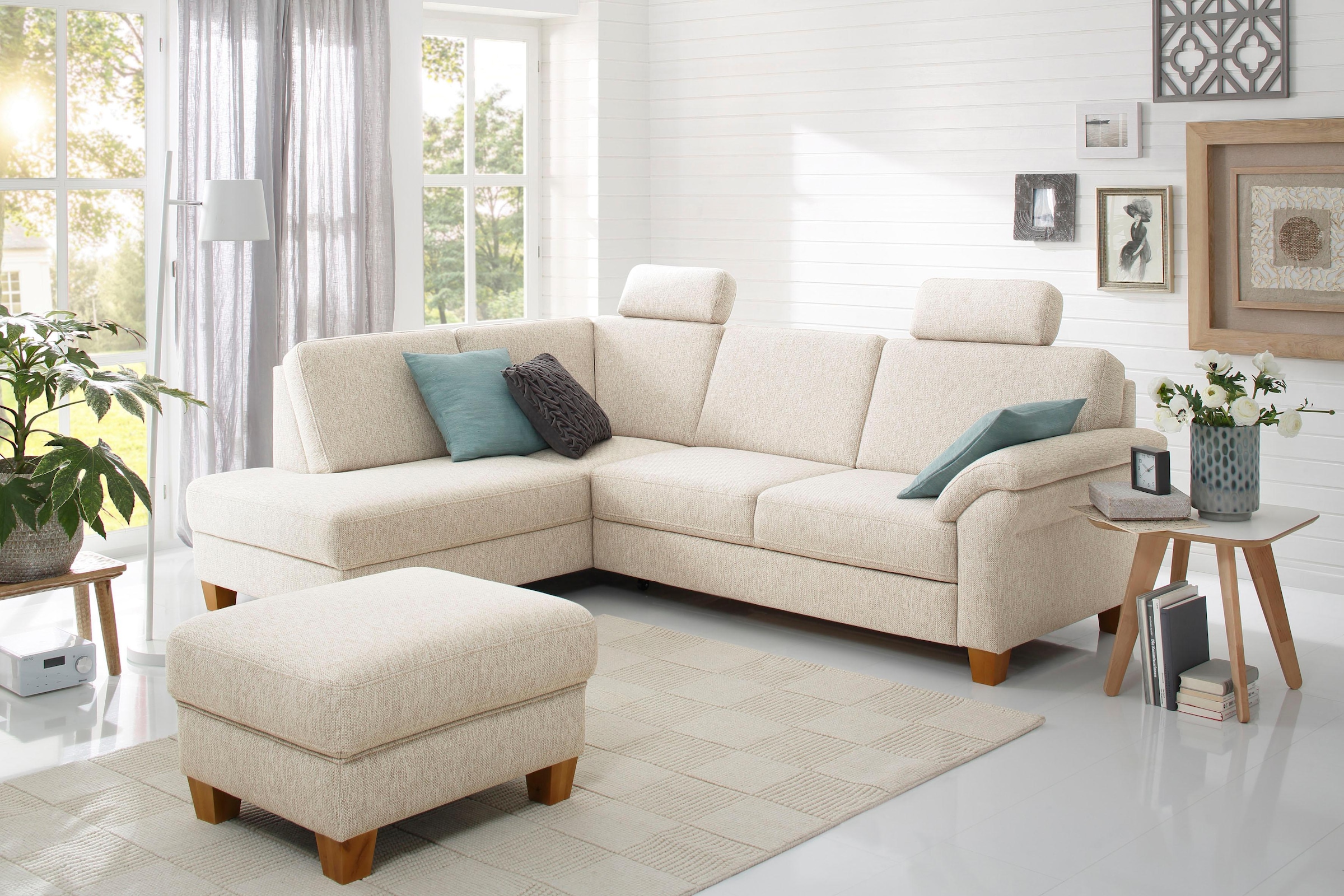 OTTO home Hocker "Borkum; B: 75cm, Federkern-Polsterung, vielseitig nutzbar" mit Federkern