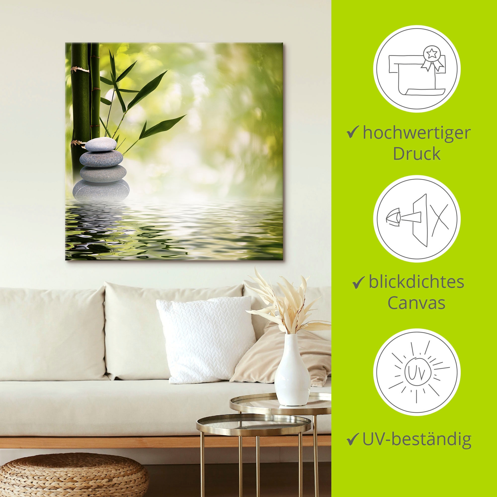 Artland Wandbild »Asiatische Spa Steine«, Spa, (1 St.), als Alubild, Outdoorbild, Leinwandbild, Poster, Wandaufkleber