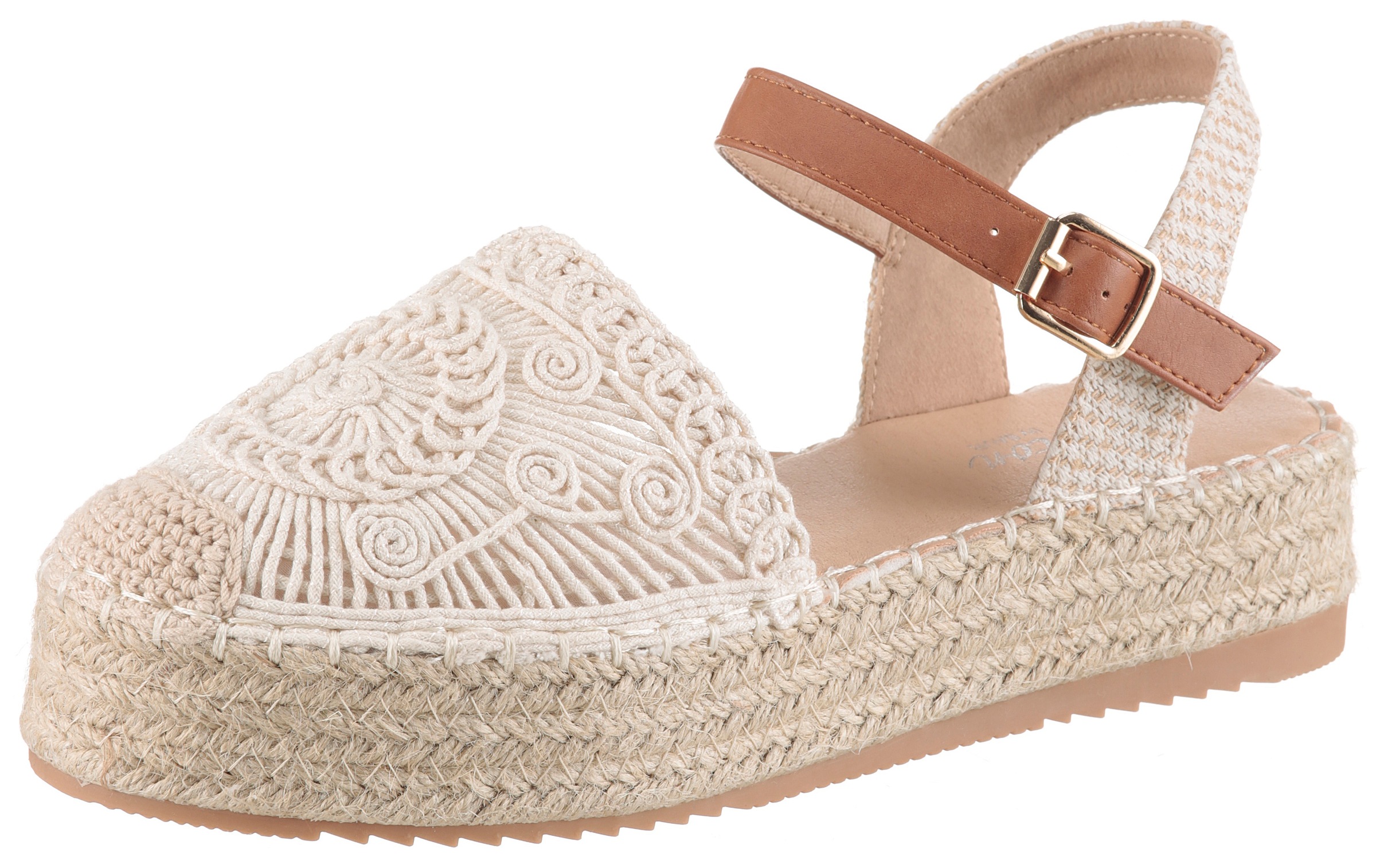 Aniston Shoes Women's Platform Sandals Cream-Brown Size 40 2