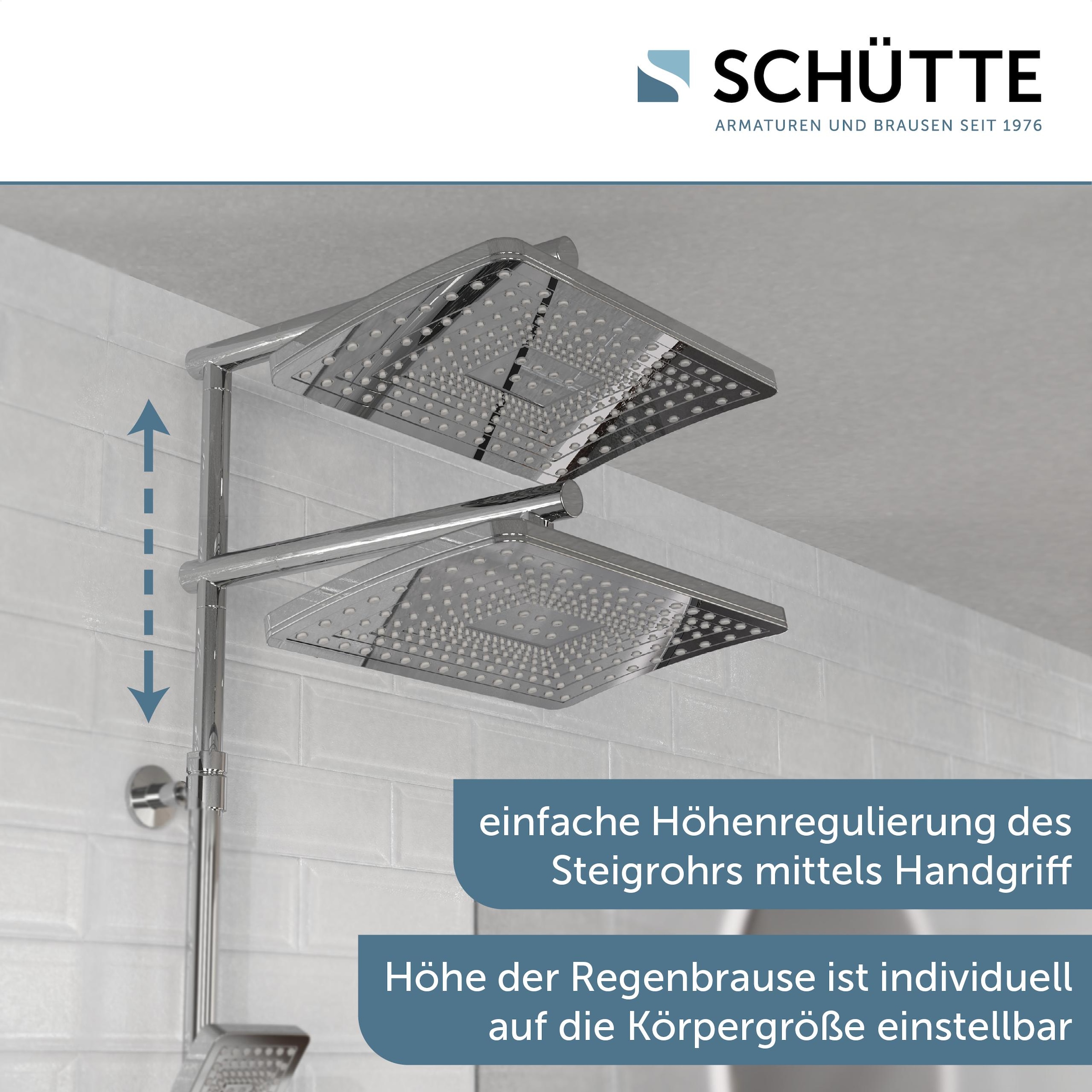 Schütte Duschbrause »TRENTO«, (Set), mit Thermostatarmatur, 3-fach verstellbar, Antikalk-Noppen