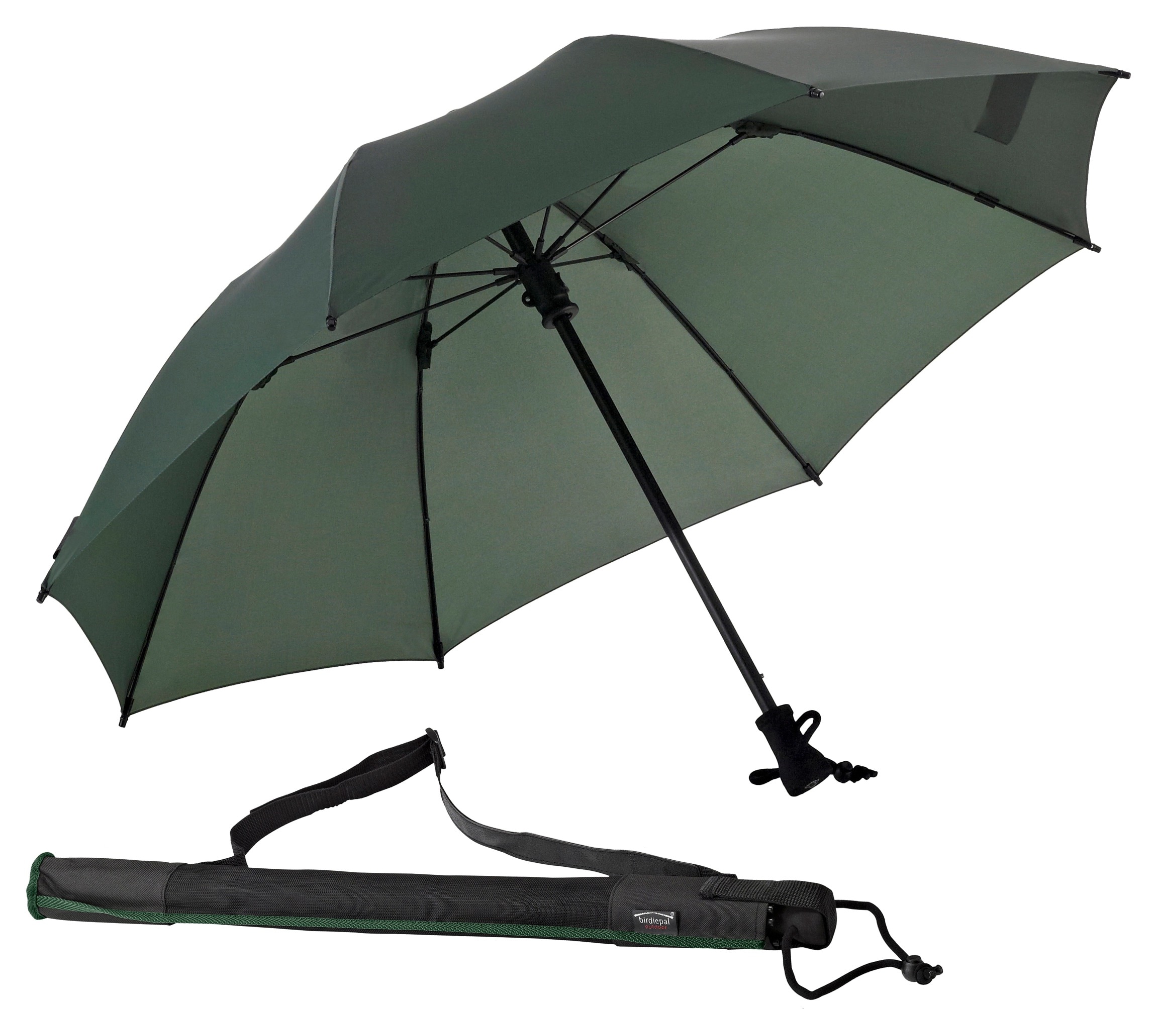 EuroSCHIRM® Stockregenschirm »birdiepal® outdoor«, mit Schultertragegurt an der Hülle und Kompass am Griff, extrem stabil
