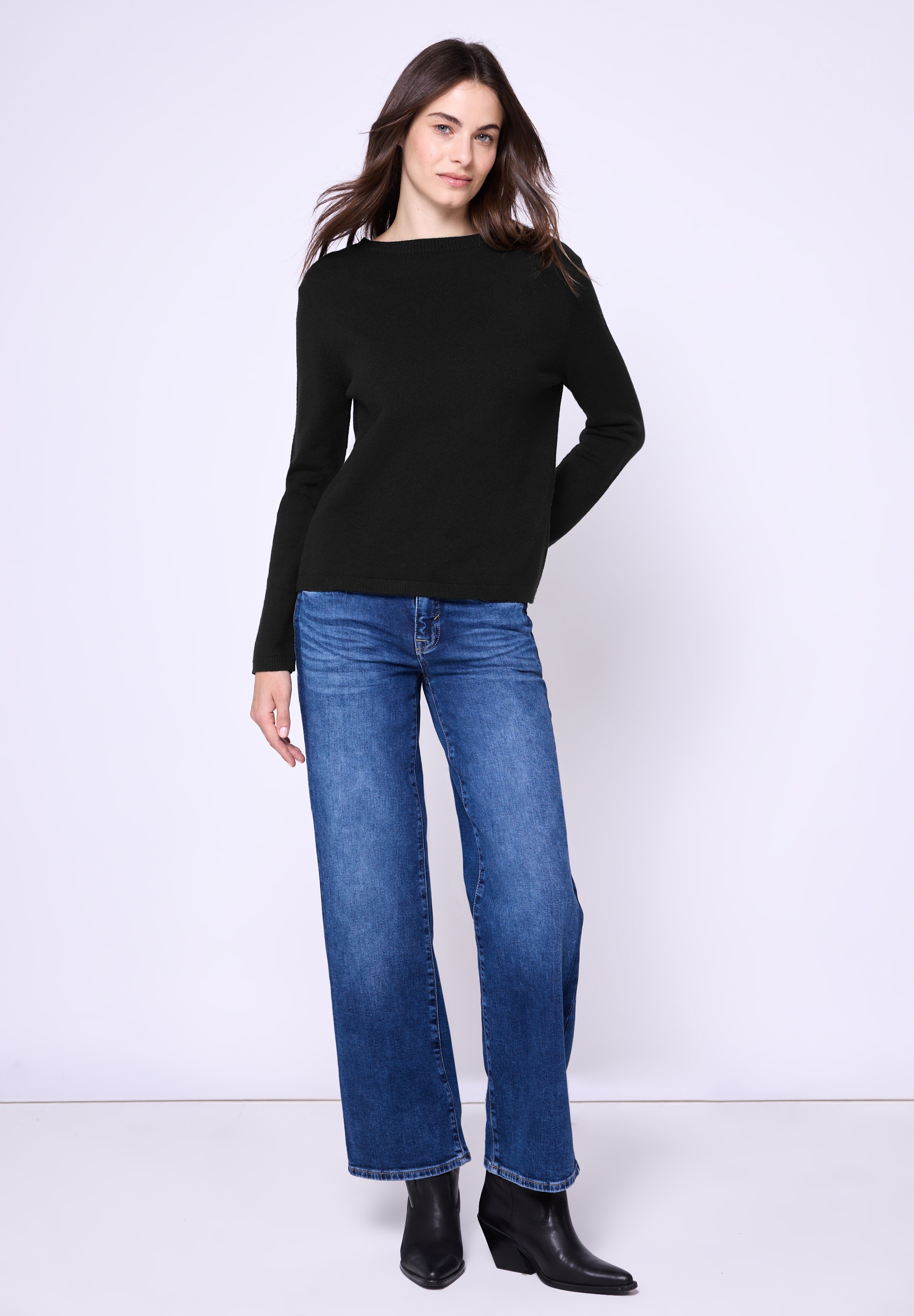 Thumbnail - STREET ONE STUDIO Rundhalspullover in Unifarbe