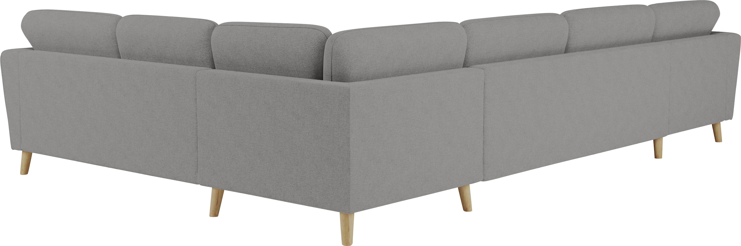 Home affaire Wohnlandschaft »MARSEILLE XXL 349cm, U-Form, Ottomane rechts/links wählbar« Massivholzbeine Eiche, Landhausstil, Wellenunterfederung