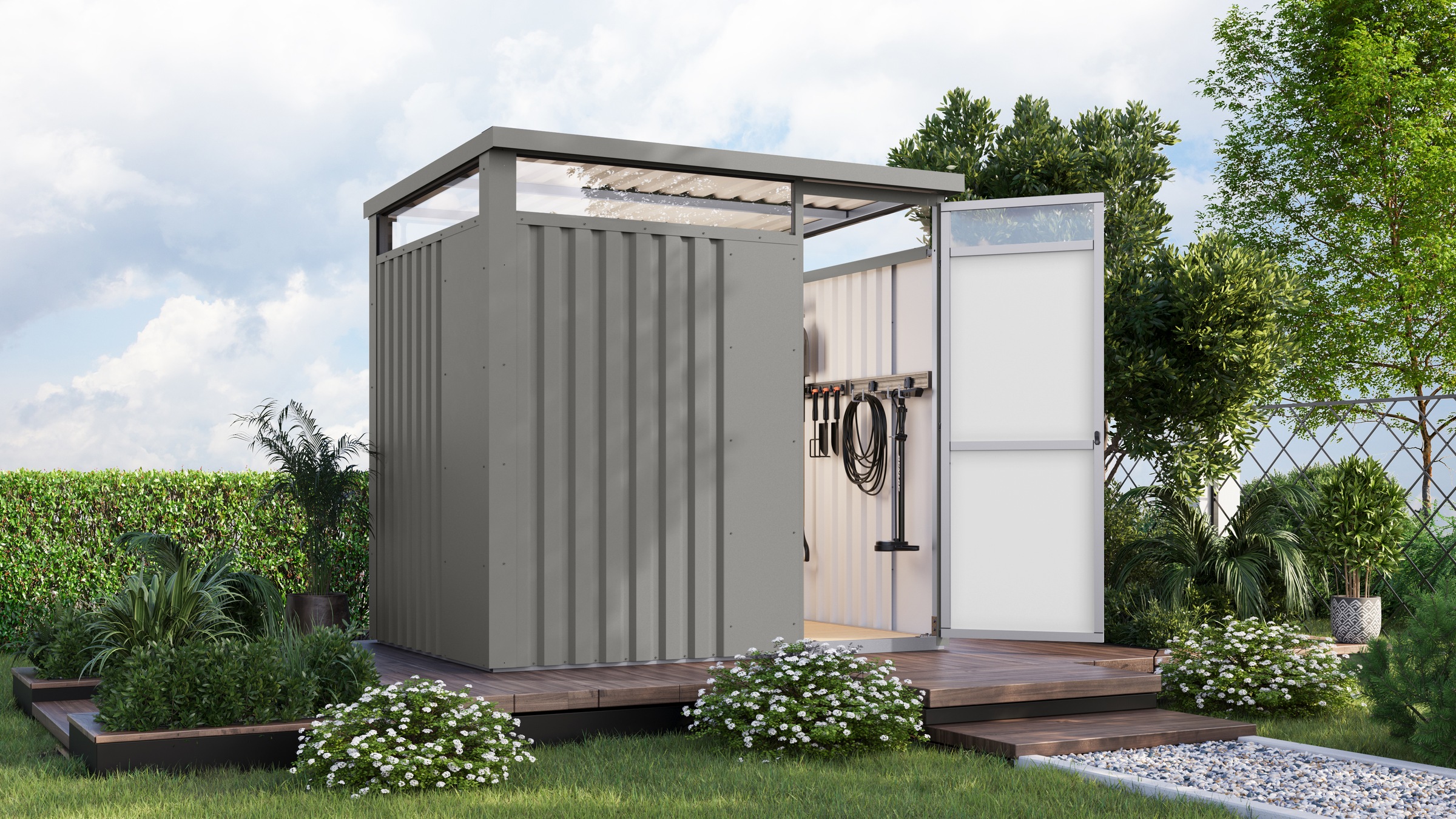 Karibu Gartenhaus ""Østen 1,5"" pulverbeschichtetes Trapezblech, Rahmen aus günstig online kaufen