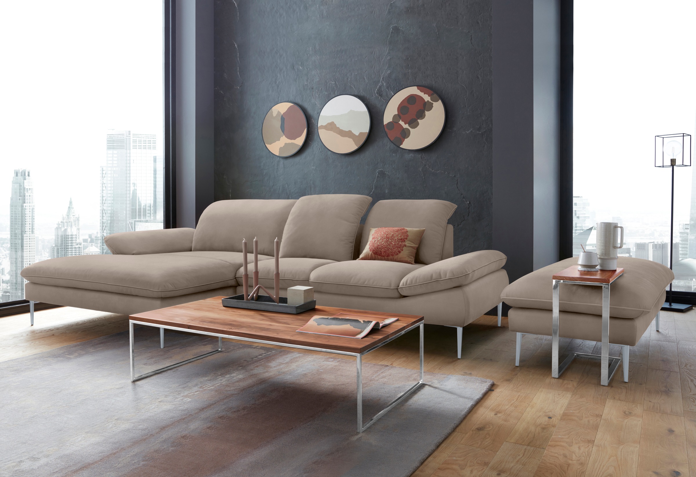 W.SCHILLIG Hocker »enjoy&MORE«, Füße silber matt, Breite 151 cm